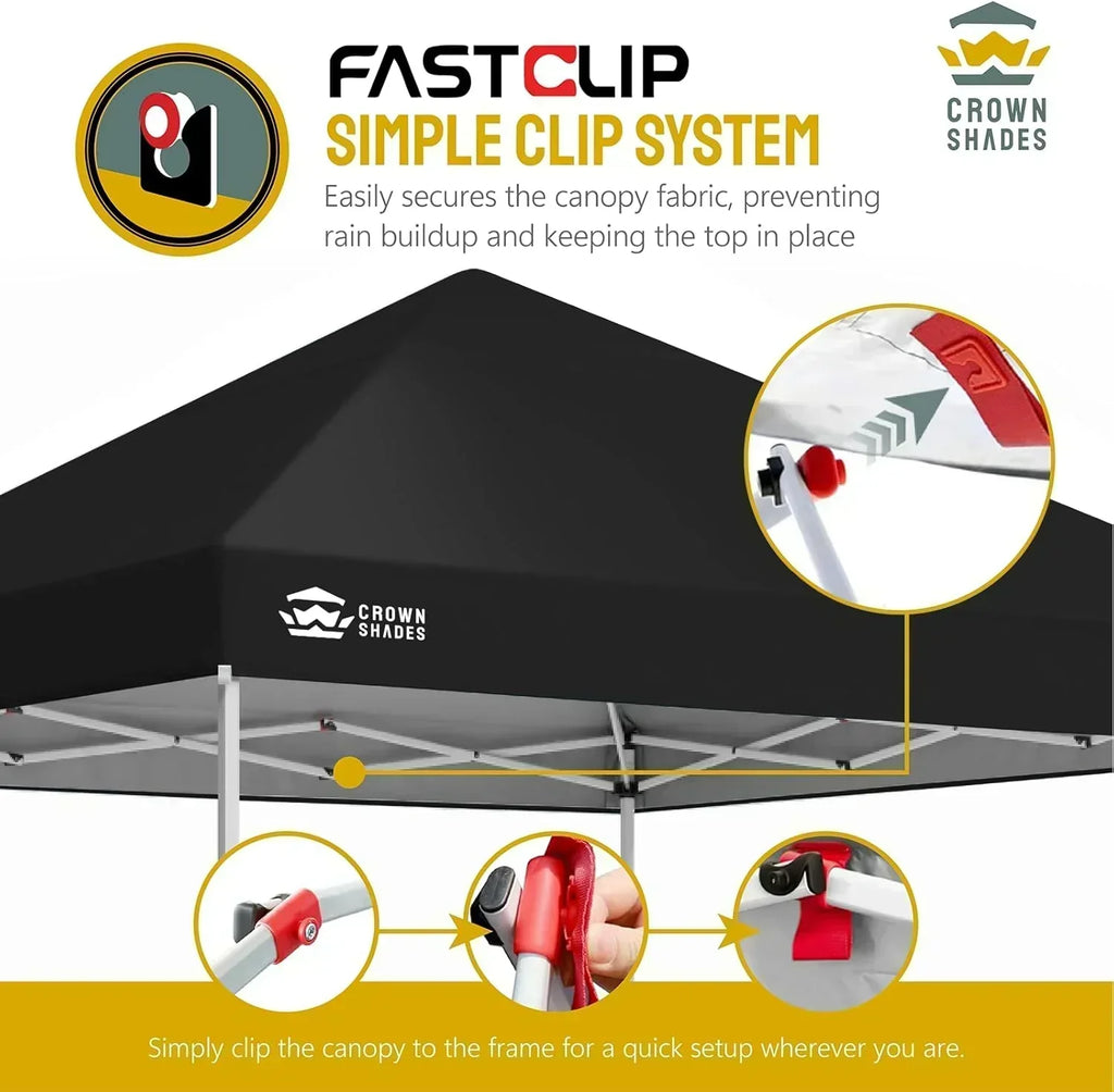 10x10 Pop-Up Awning One-Click Installation Beach Tent Outdoor Sunshade Silver Coated Top wourant