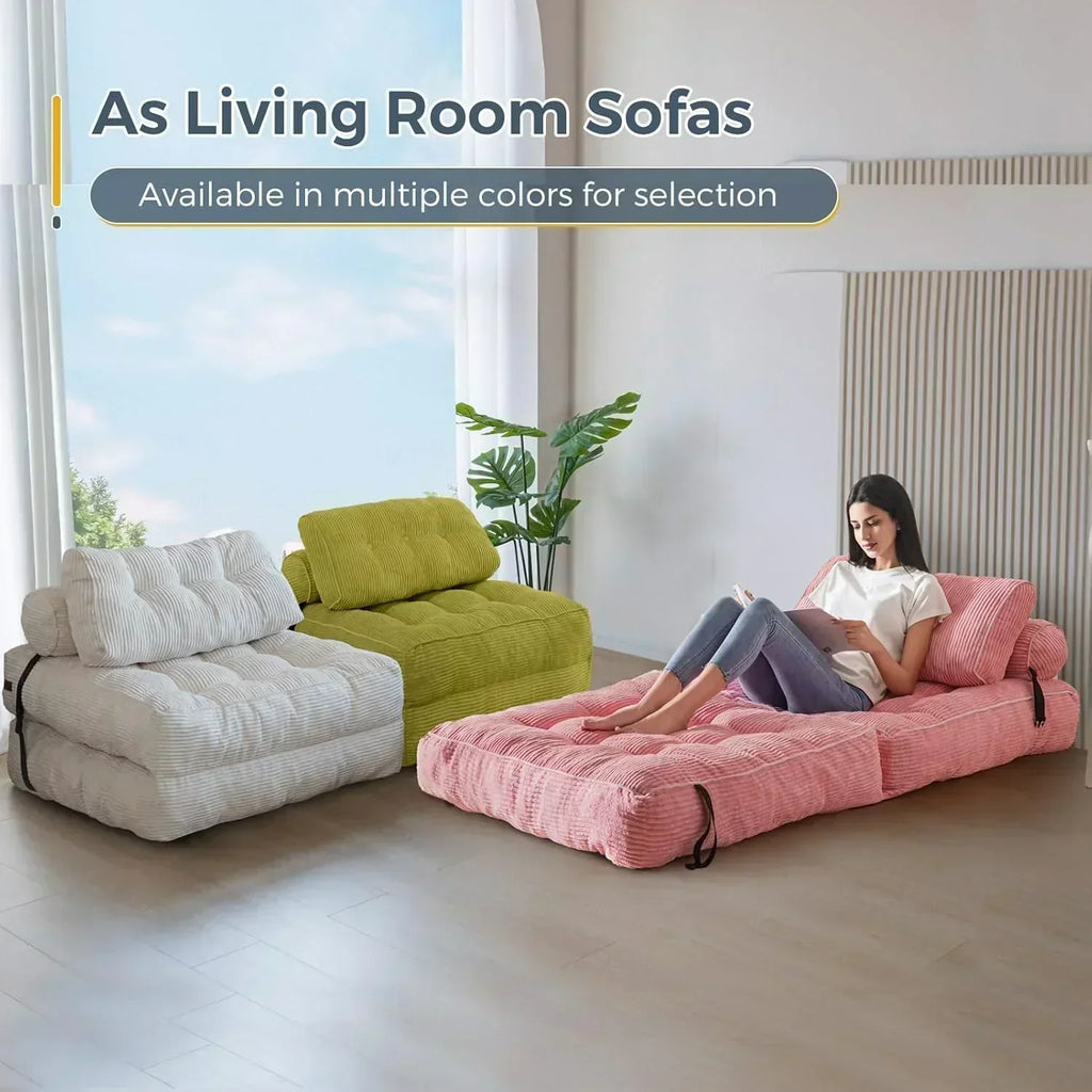 MAXYOYO Folding Sofa Bed Convertible Sleeper Chair with Pillow Foldable Mattress with Back Support wourant