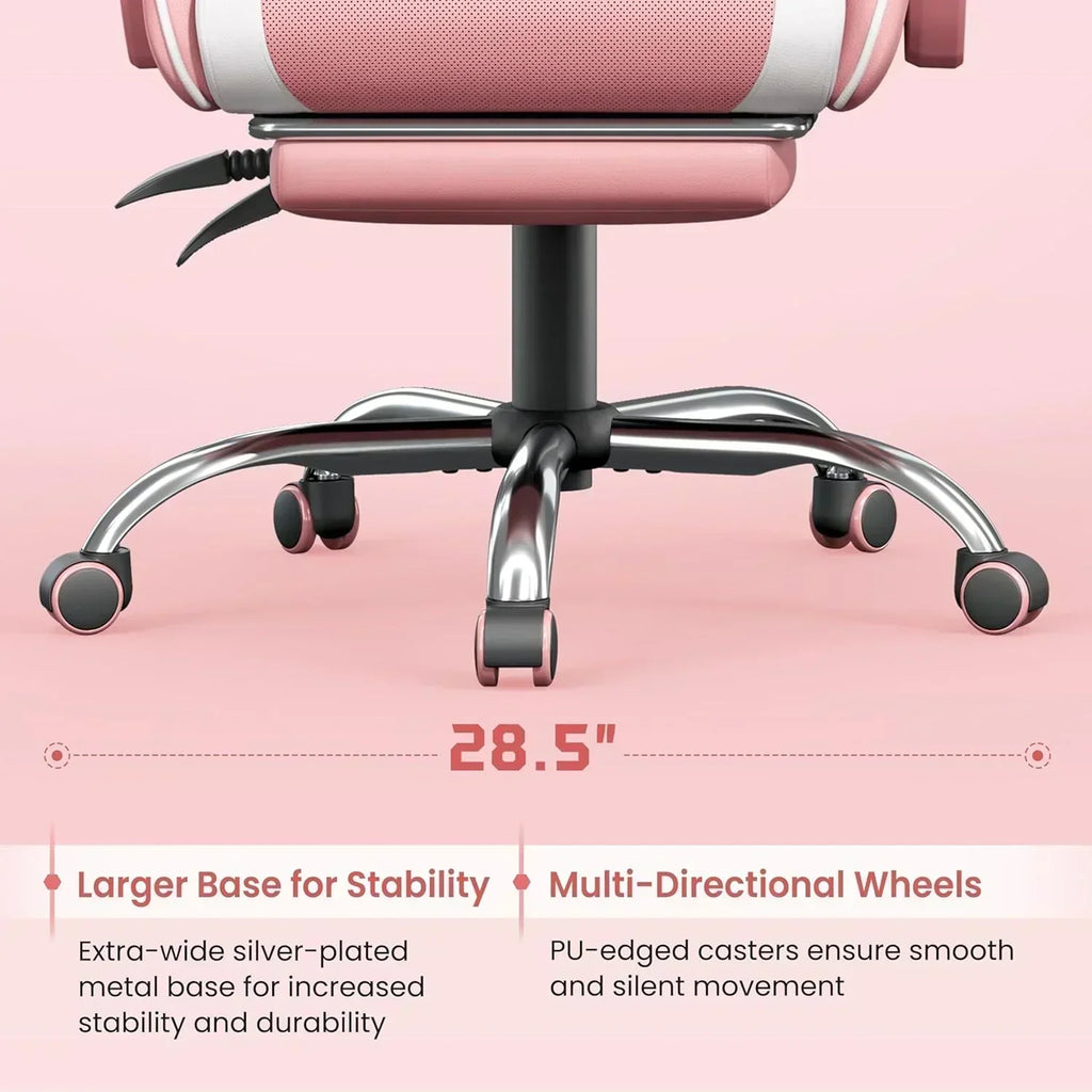 Gaming Chair with Massage Lumbar Support and Footrest Height Office Gaming Chair wourant