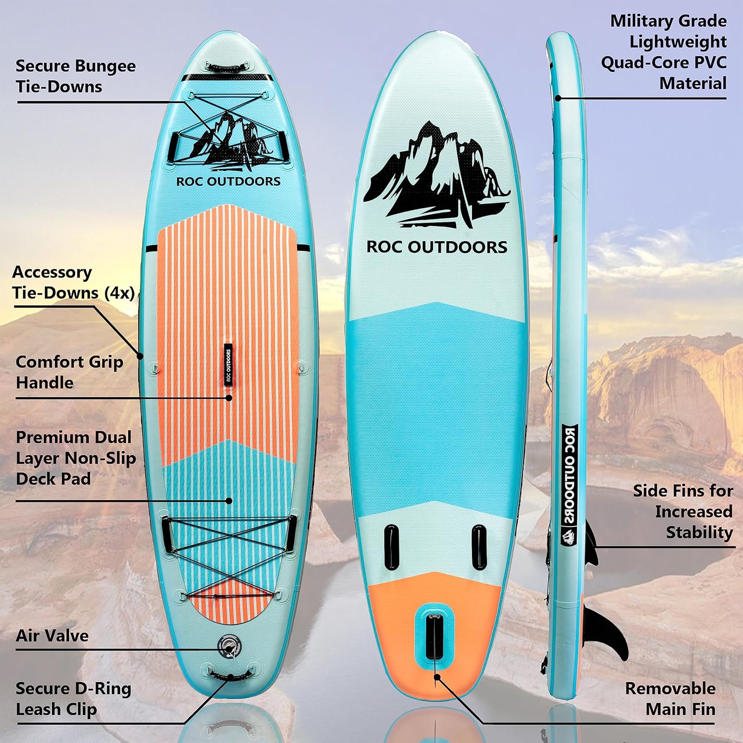 ROC inflatable stand-up paddle board SUP paddle board accessories Anti-slip comfortable deck wourant