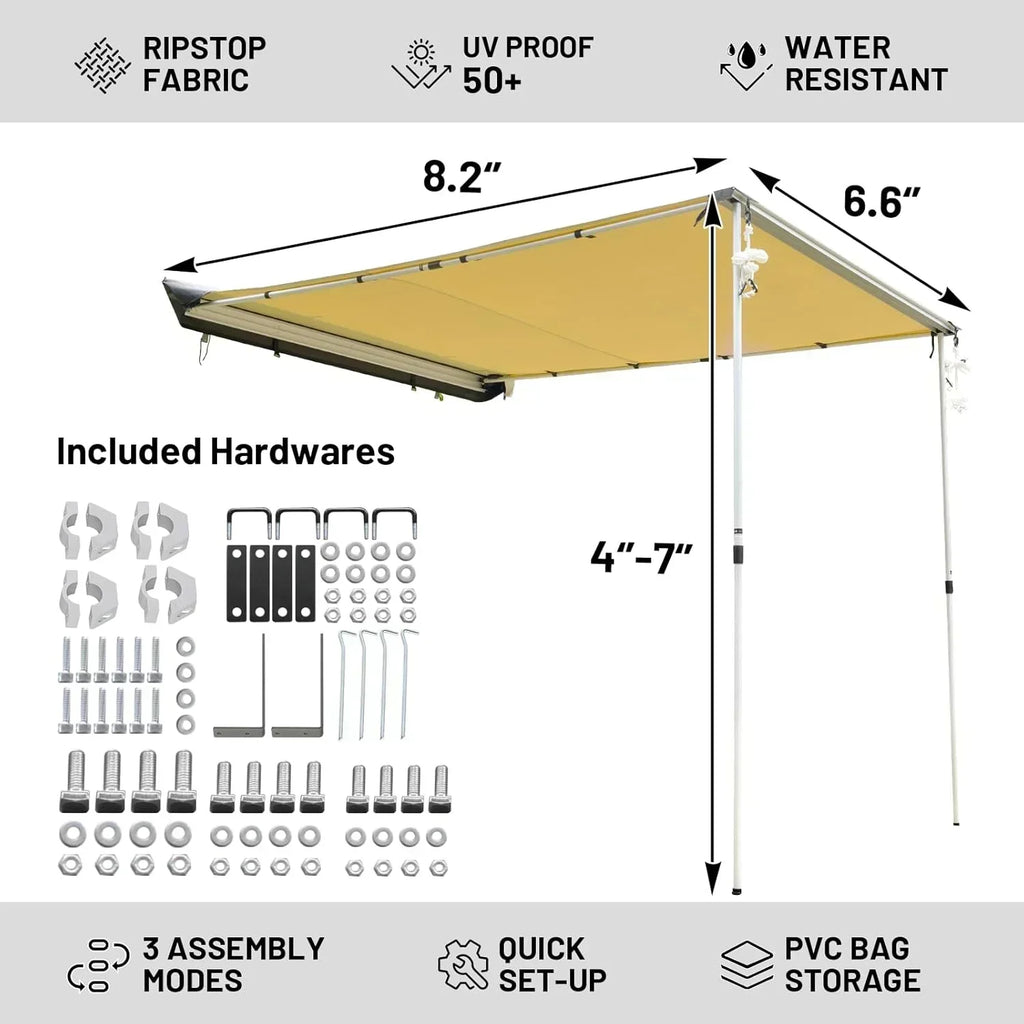 8.2 x 6.5 ft. Waterproof Car Awning for Campers and Trucks wourant
