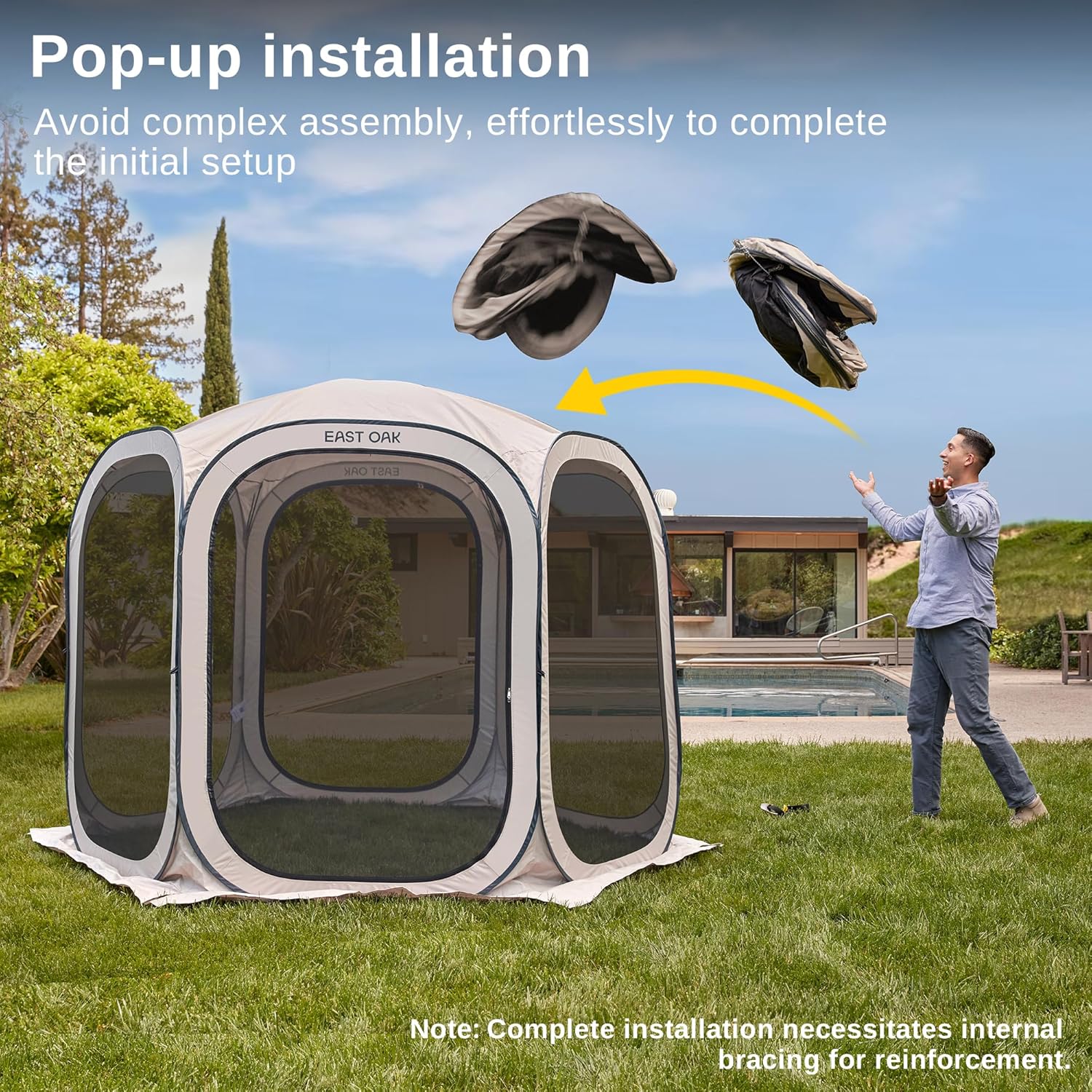 EAST OAK Screen House Tent Pop-Up Portable Screen Room Canopy Instant Screen Tent 10 x 10 FT wourant