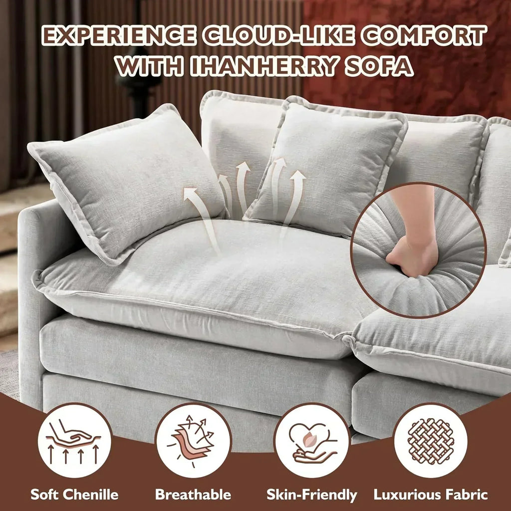 ihanherry 146-inch U-shaped modern sofa modular area cloud sofa wourant