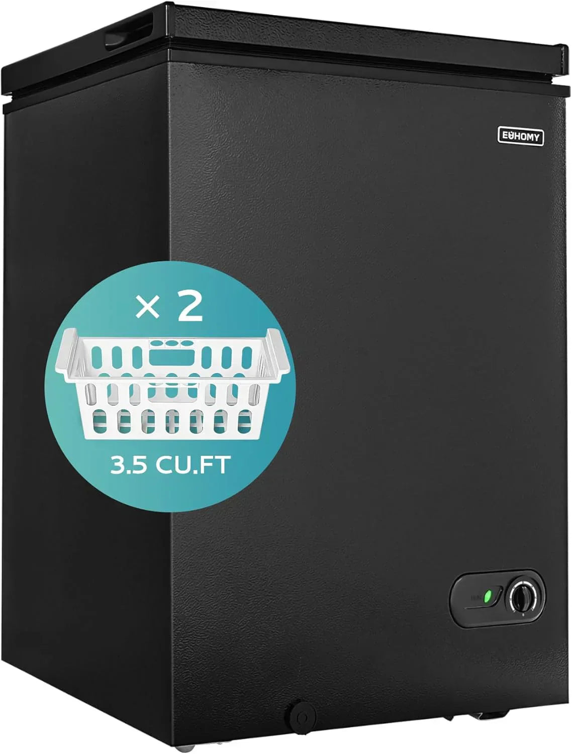 EUHOMY 3.5 Cu.Ft Chest Freezer with Removable Basket Small Deep Freezer Adjustable 7 Thermostat wourant