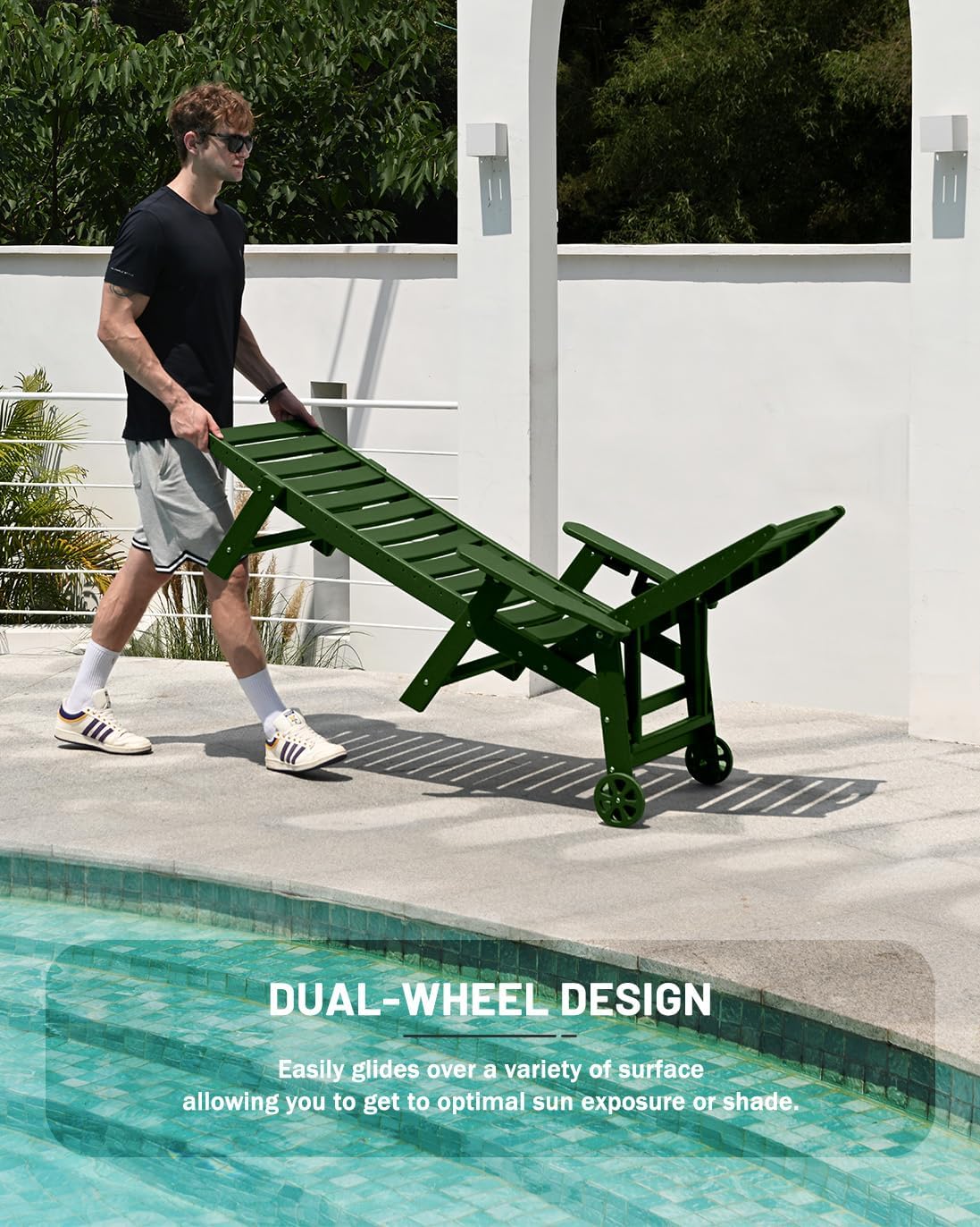 Lounge Chair Outdoor Chaise Lounge HDPE 6-Position Outdoor Chaise Lounge Patio Lounge Chair wourant