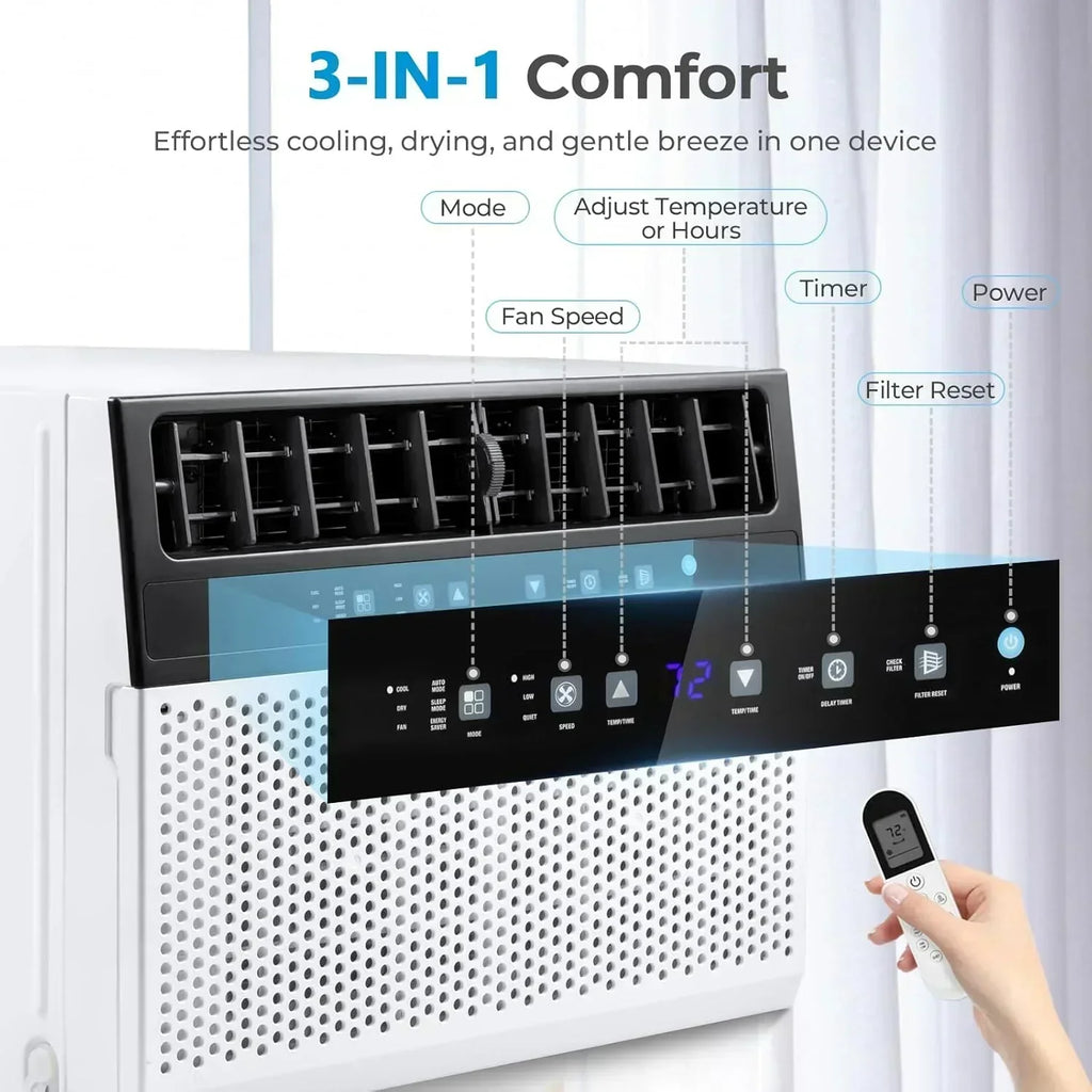 U-Shaped Window Air Conditioner 12000BTU Window AC Unit Cools up to 550 sq. ft. 6 Modes wourant