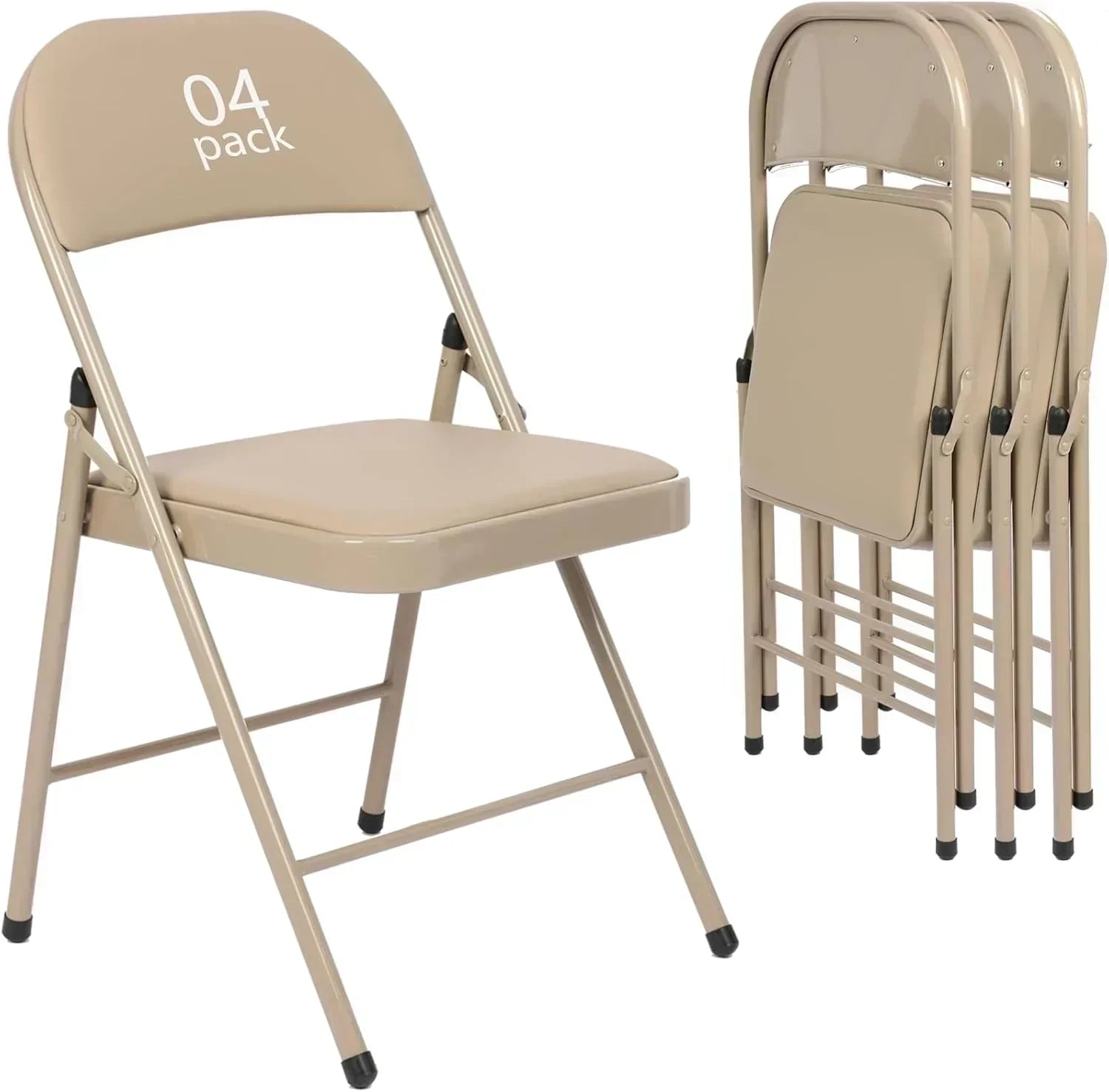 6 Pack Black Folding Chairs with Leather Chairs Events Office Wedding Party Upholstered Chairs wourant