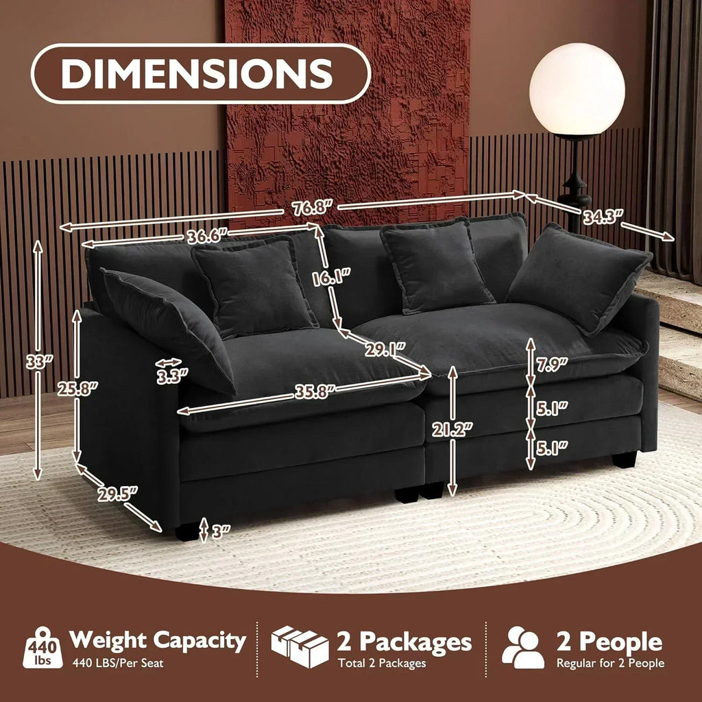 ihanherry 146-inch U-shaped modern sofa modular area cloud sofa wourant