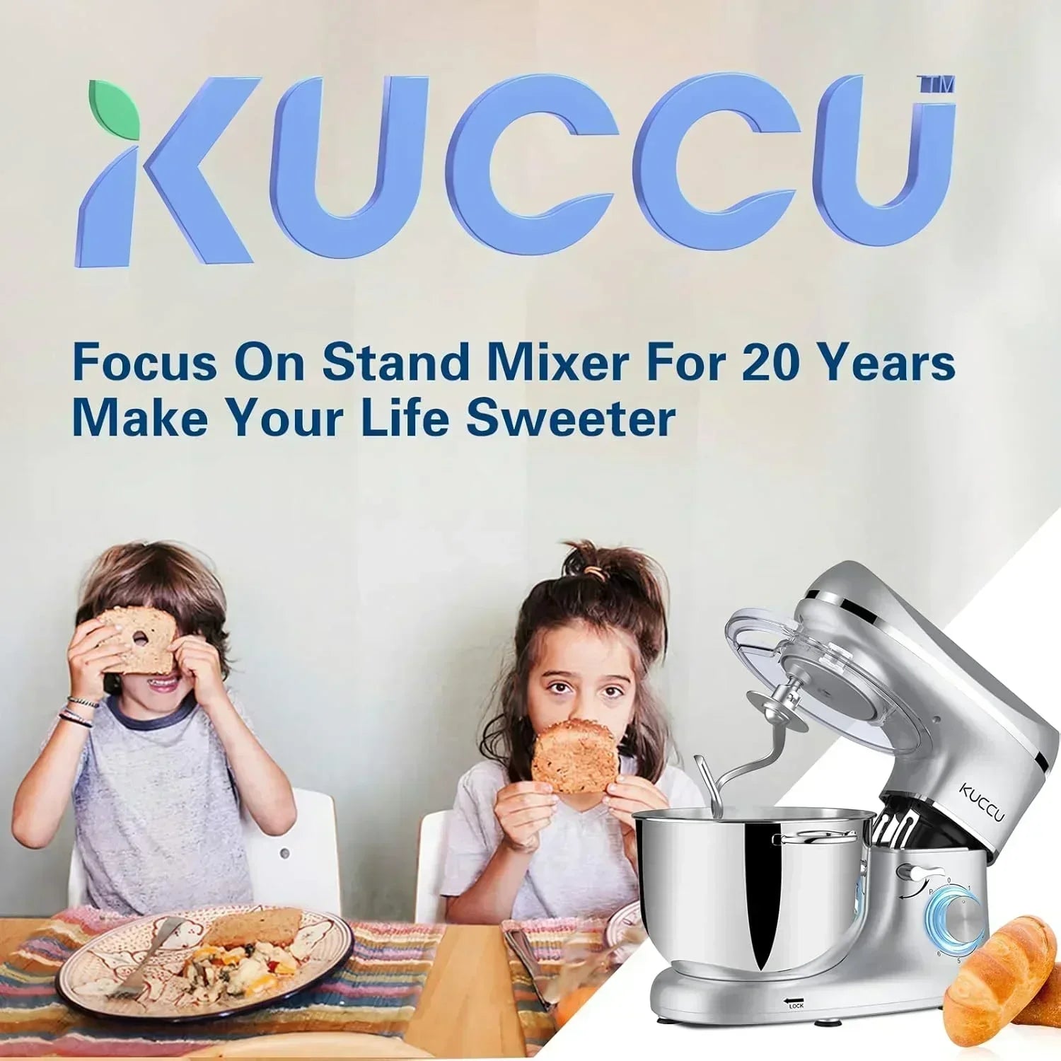 Stand Mixer 6.5 Qt 660W 6-Speed Tilt-Head Food Dough Mixer Kitchen Electric Mixer Stainless Steel wourant