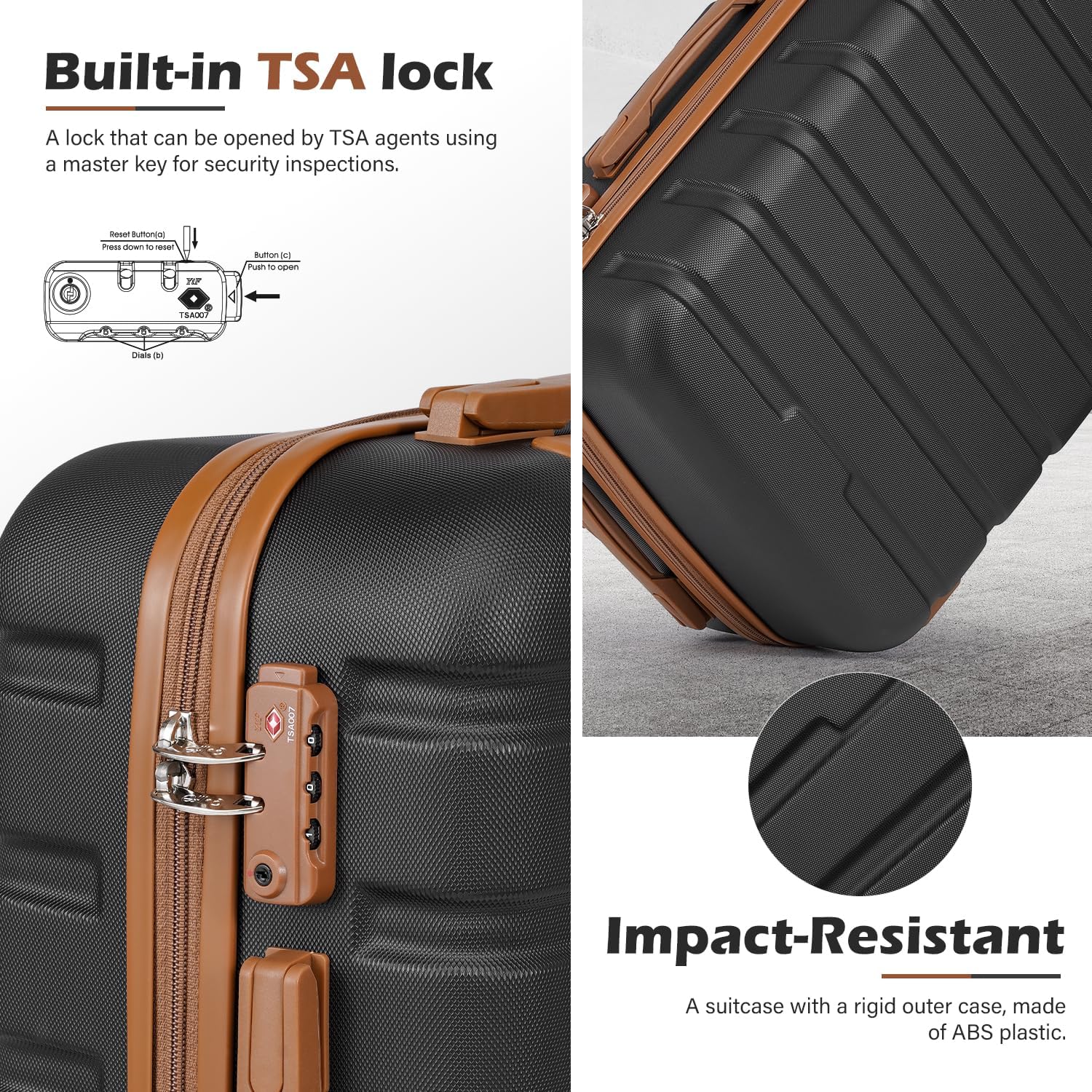 Luggage 3 Piece Set Suitcase Spinner Hardshell Lightweight TSA Lock wourant