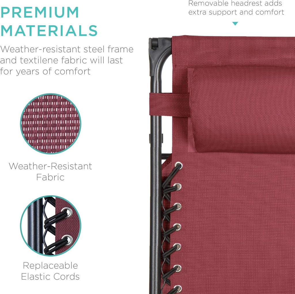 Best Choice Products Folding Zero Gravity Recliner Patio Lounge Chair Adjustable Canopy Shade wourant