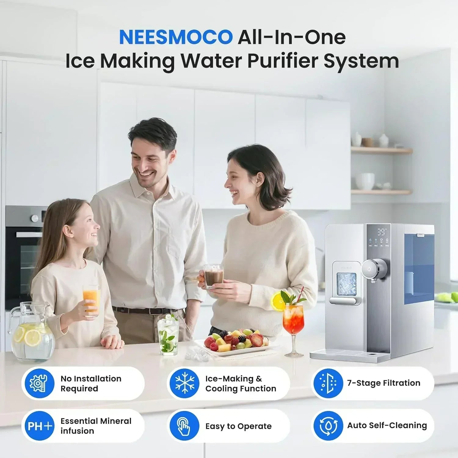 Ice Maker Water Filter 3 in 1 Countertop Instant Hot and Cold Water wourant