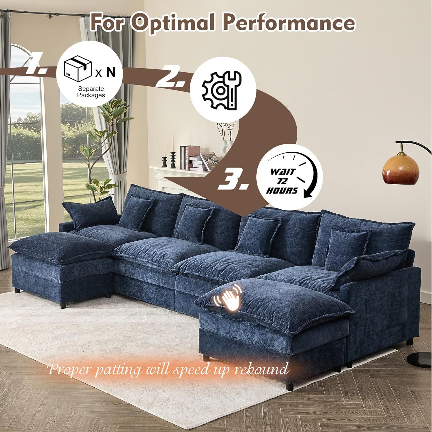 108" U-shaped sofa modular sofa Comfortable cloud sofa wourant