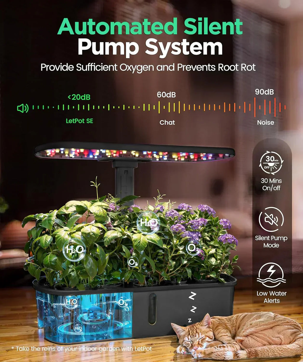 Hydroponic Planting System Kit App and WiFi Controlled Indoor Garden Full Spectrum Grow Light wourant