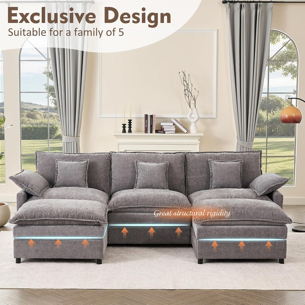 108" U-shaped sofa modular sofa three-seater comfortable cloud sofa wourant