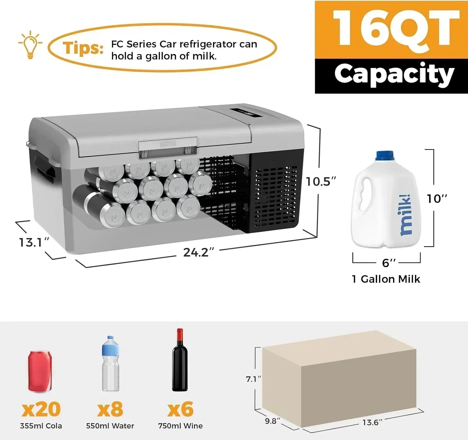 12V Refrigerator 21 Quart Portable Freezer 50 Hours Keep Cool Electric Cooler Car Refrigerator wourant