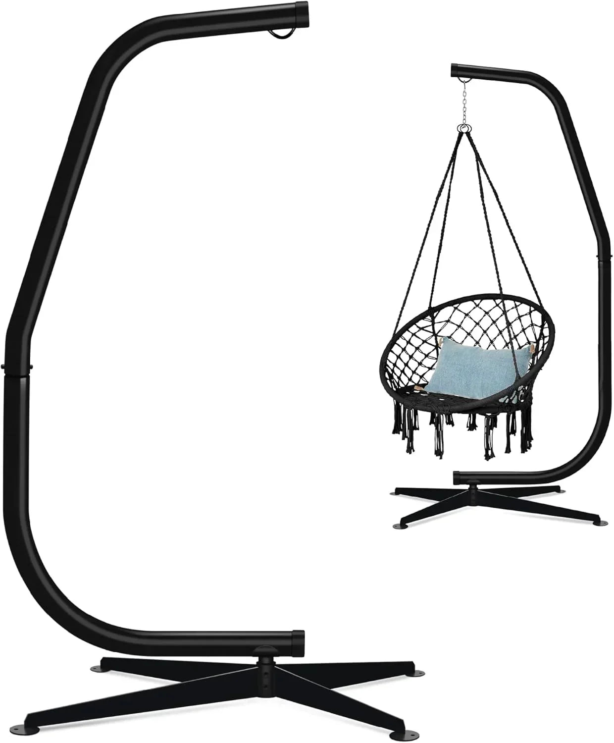 Best Choice Products Metal Hanging Hammock C-Stand for Chair Weather Resistant Finish wourant