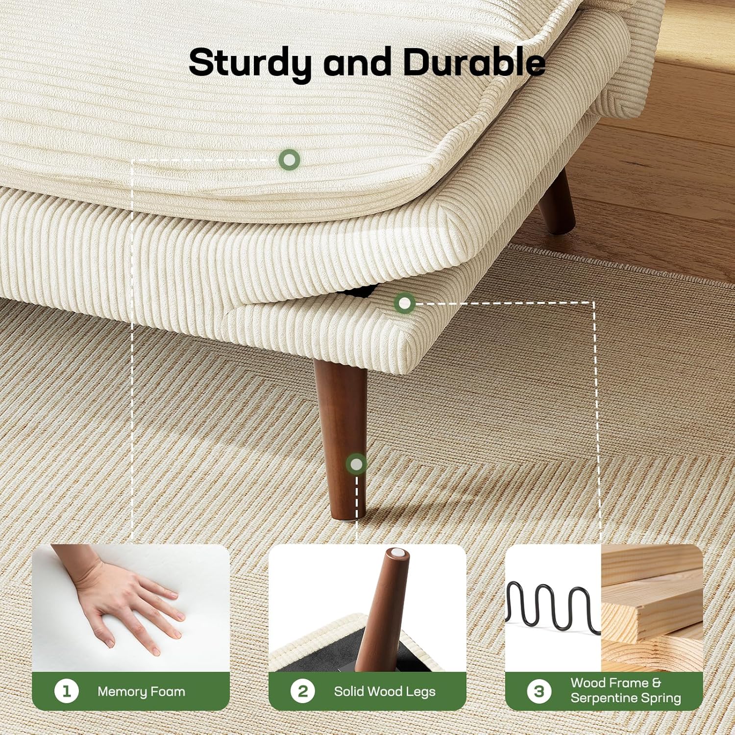 Futon Sofa Bed Futon Sofa Adjustable Back Armrests Converts to Small Sleeper Sofa Bed wourant