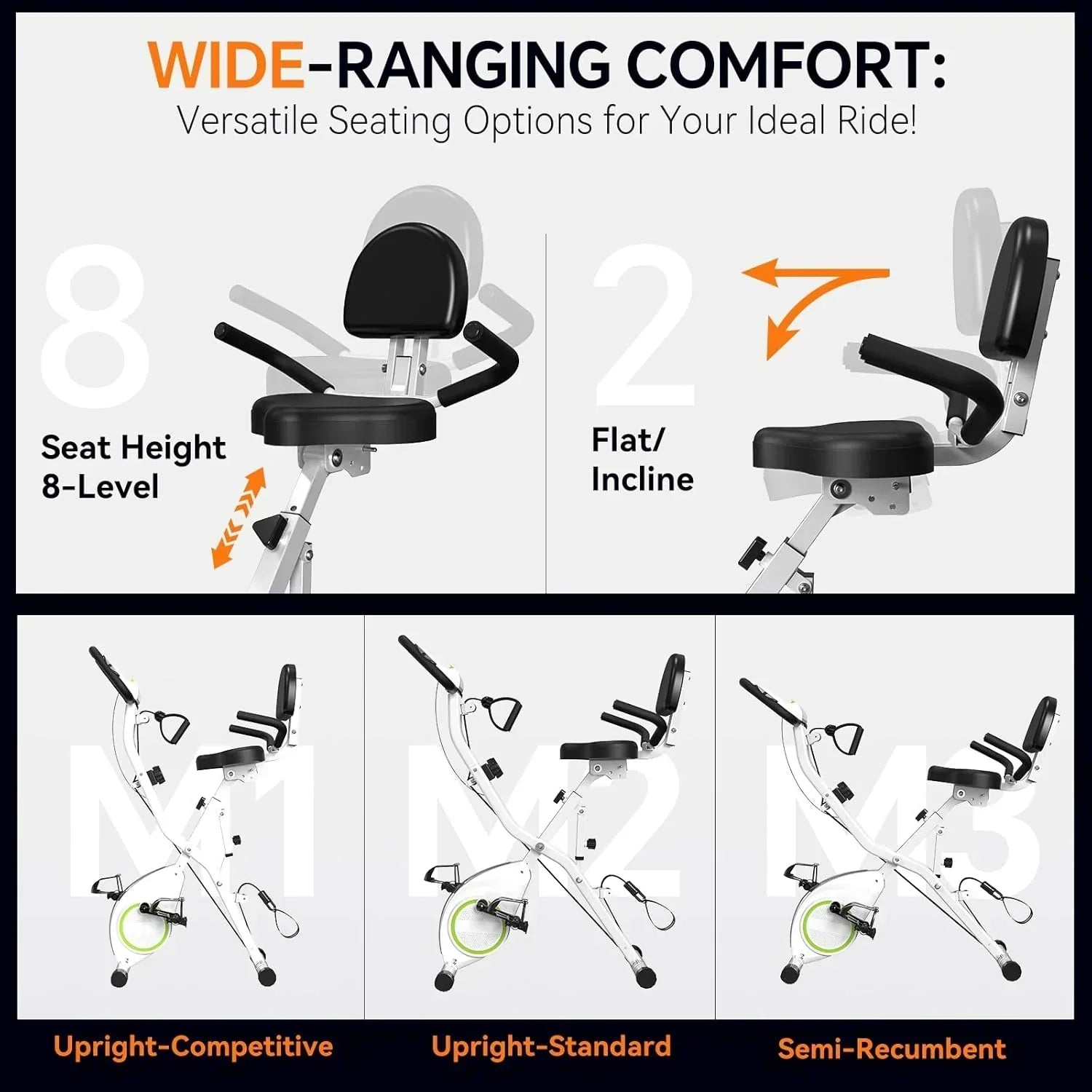 Foldable Exercise Bike Stationary Bikes  5 IN 1 Indoor Workout Cycling Bike Quiet Magnetic Resistance wourant