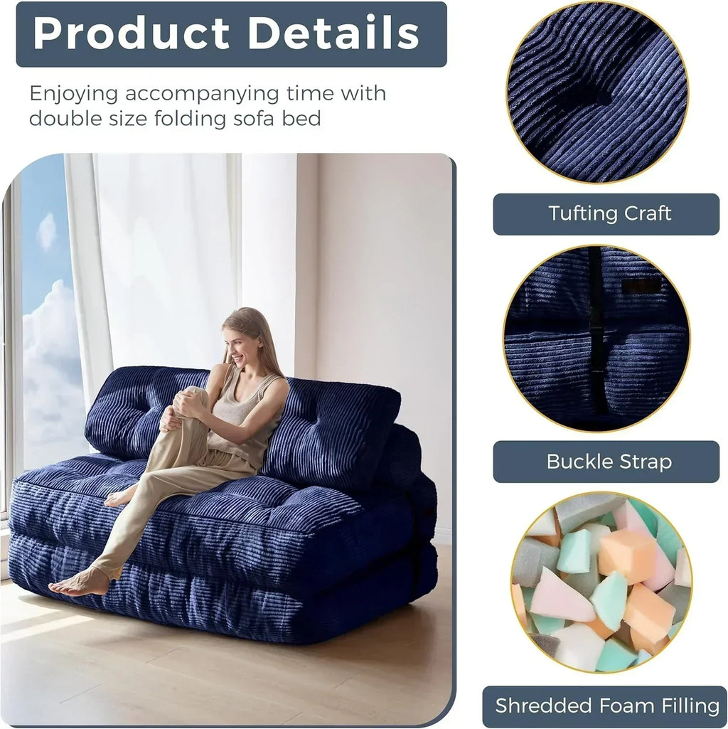 MAXYOYO Folding Sofa Bed Convertible Sleeper Chair with Pillow Foldable Mattress with Back Support wourant