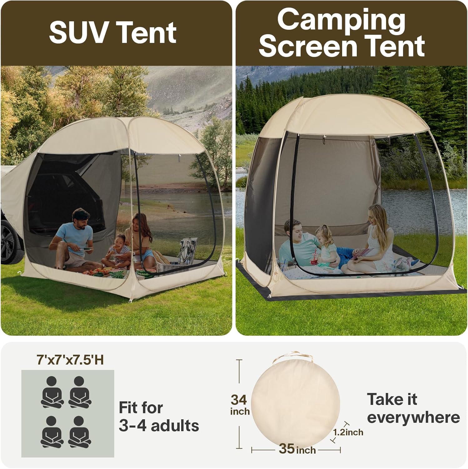 Alvantor Screen House Gazebo Pop Up Igloo Screened Canopy Tent with Mosquito Netting Sides wourant