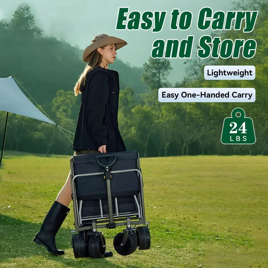 Foldable 4-wheel cart foldable 37 inches long 480 lb capacity heavy-duty beach cart wourant