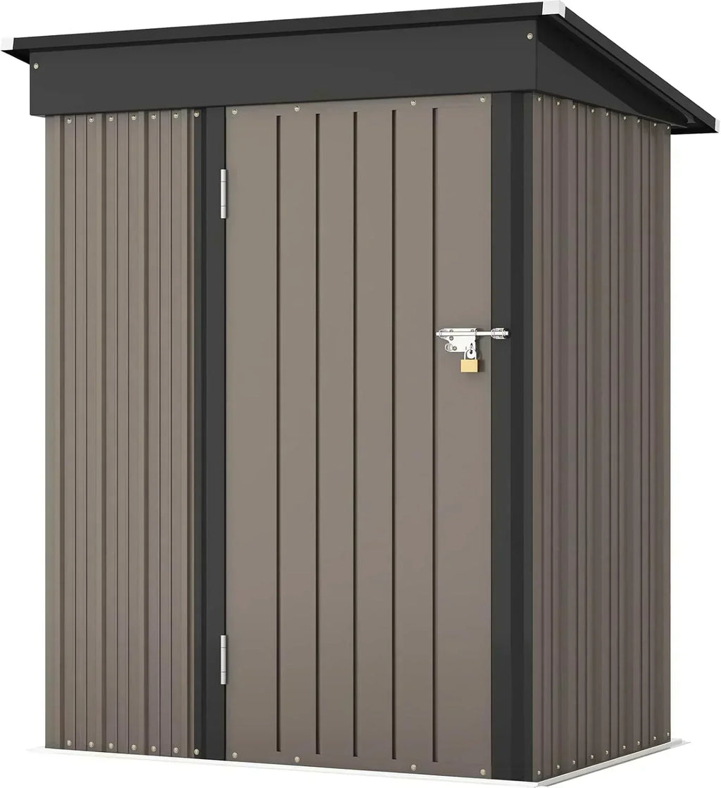 Patiowell 5x3 FT Outdoor Storage Shed Tool Shed with Sloping Roof and Lockable Door Metal Shed wourant
