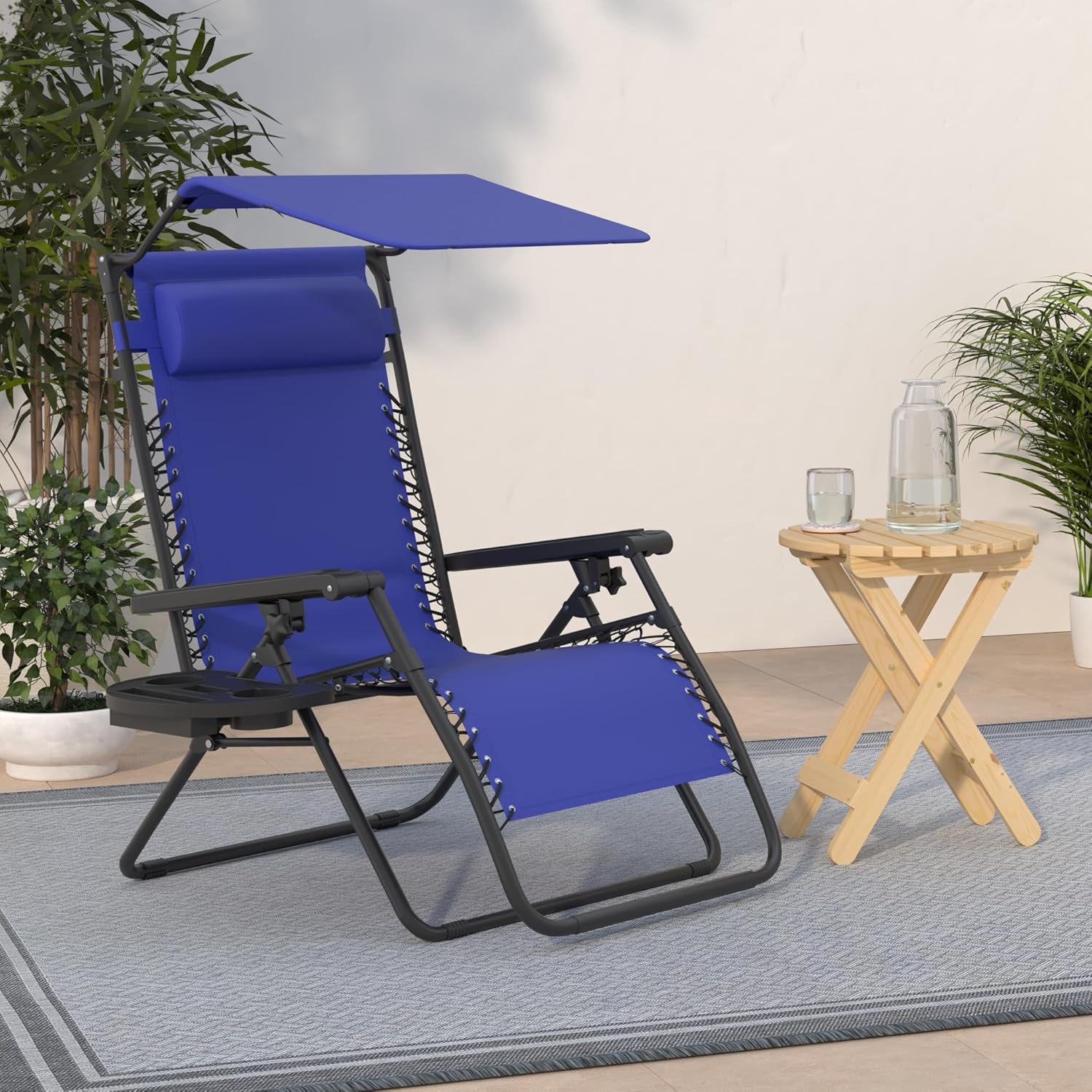 Best Choice Products Folding Zero Gravity Recliner Patio Lounge Chair Adjustable Canopy Shade wourant
