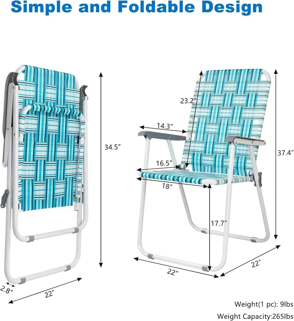 VINGLI Patio Lawn Webbed Folding Chairs Set of 2 Outdoor Beach Portable Lawn Chair wourant