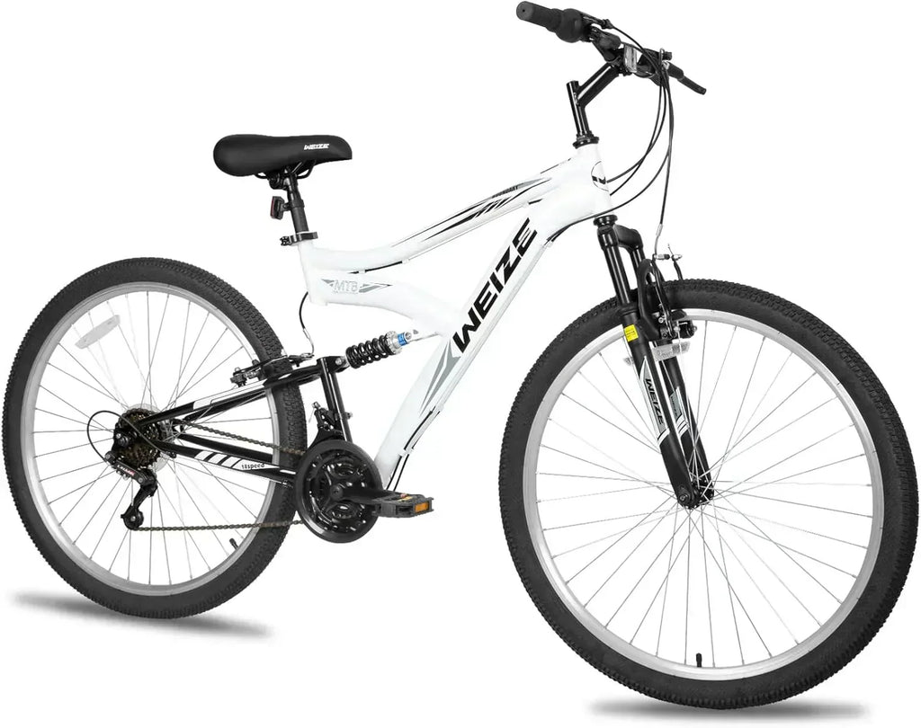 WEIZE Mountain Bike 26 27.5 inch Outdoor Hybrid Bikes 18-Speed High-Carbon Steel Full Suspension wourant