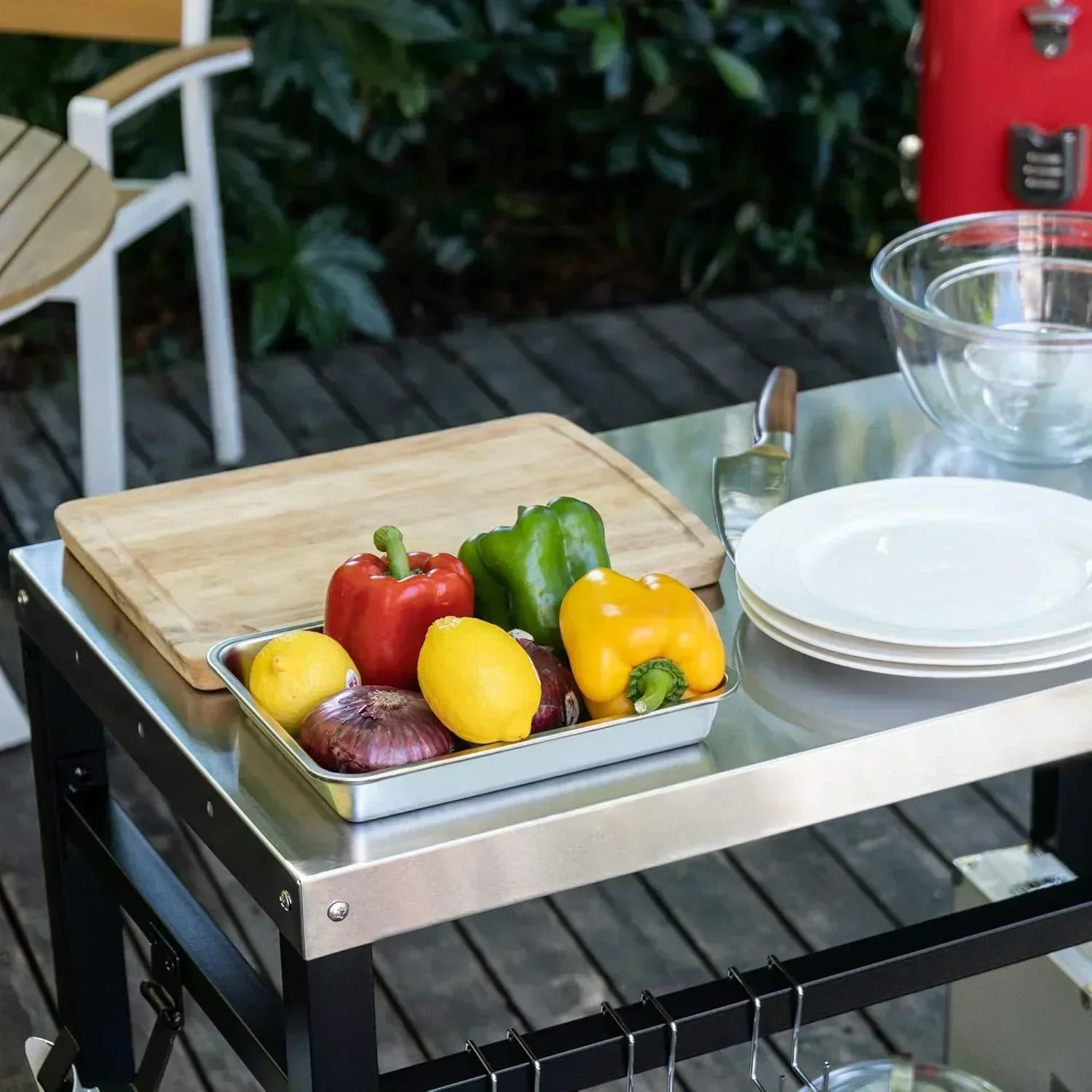 Royal Gourmet Dining Cart Table with Double-Shelf Movable Stainless Steel Flat Top Grill Cart wourant