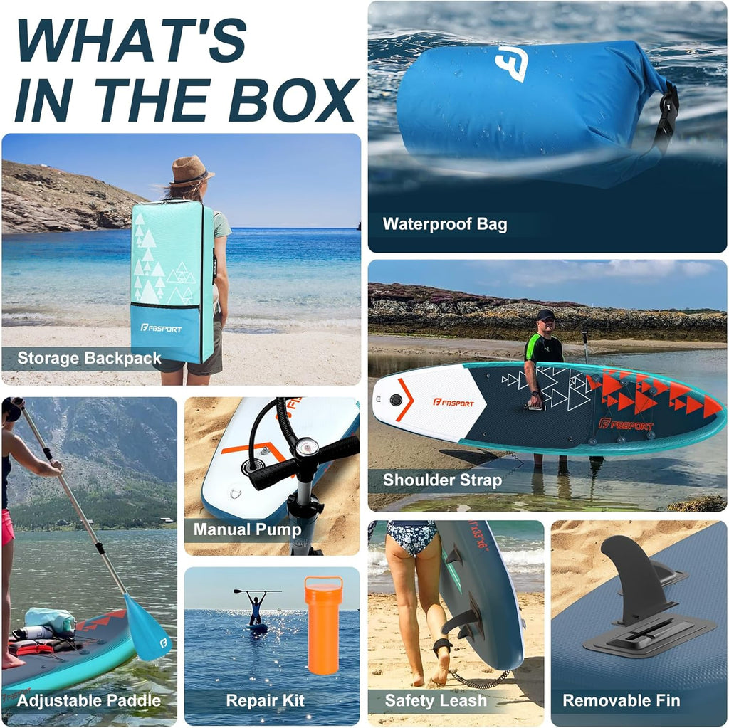 FBSPORT 11' Premium Stand Up Paddle Board Yoga Board with Durable SUP Accessories Carry Bag wourant