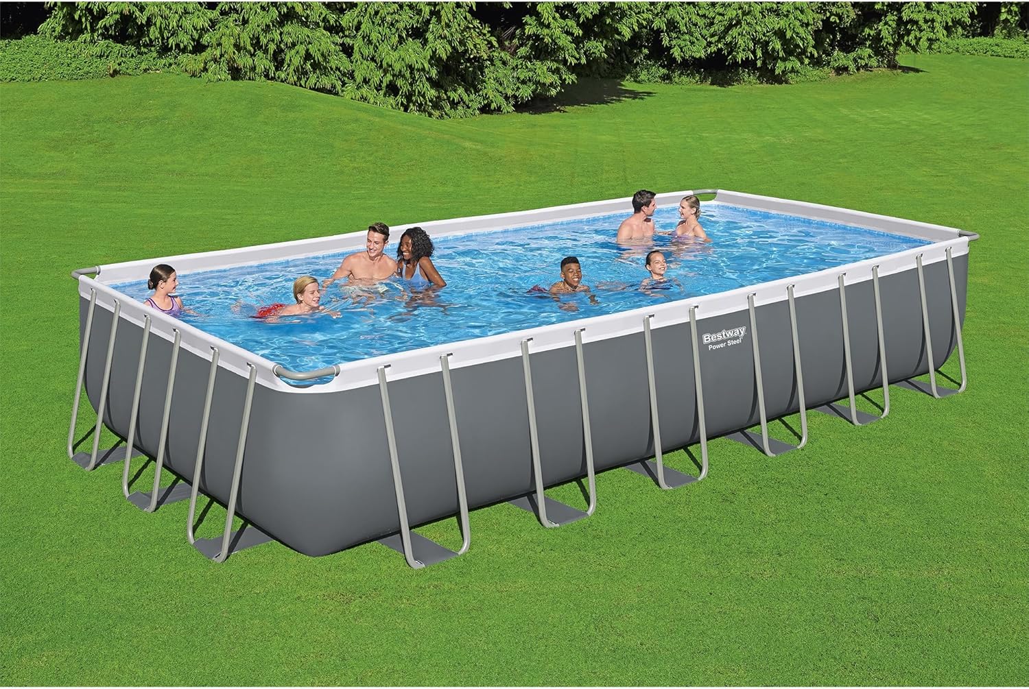 Power Steel 14' x 8'2" x 39.5" Oval Above Ground Pool Set Includes 530gal Filter Pump Ladder wourant