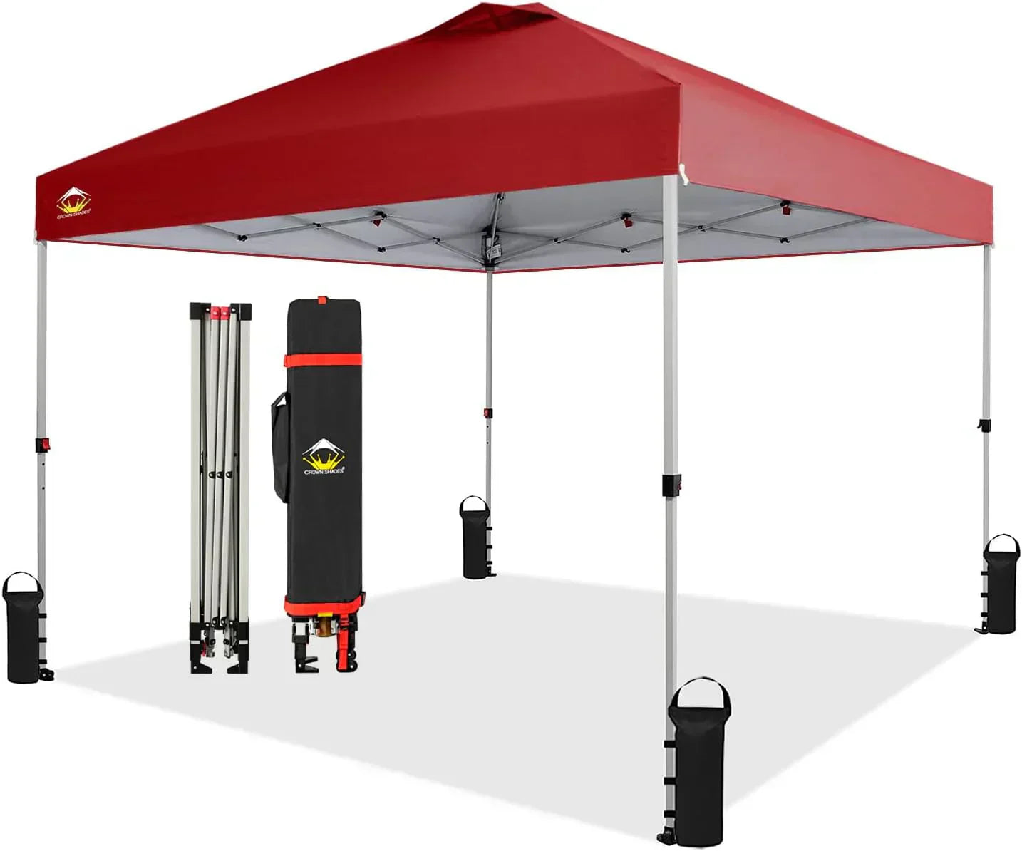 10x10 Pop-Up Awning One-Click Installation Beach Tent Outdoor Sunshade Silver Coated Top wourant