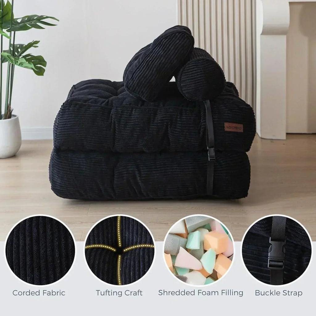 MAXYOYO Folding Sofa Bed Convertible Sleeper Chair with Pillow Foldable Mattress with Back Support wourant