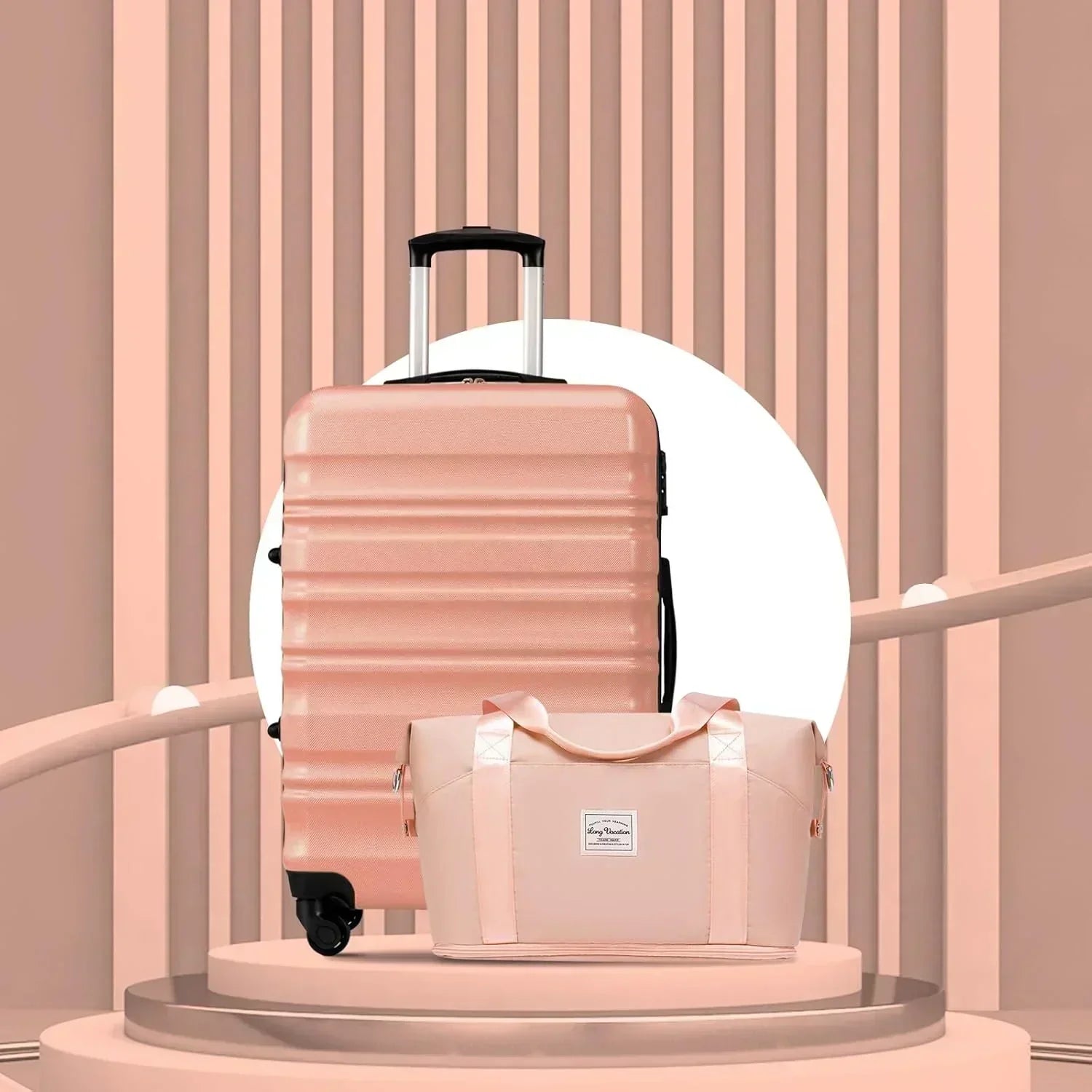 LONG VACATION 6 Piece Luggage Set Carry on Suitcase with ABS+PC hardshell Spinner Wheels wourant