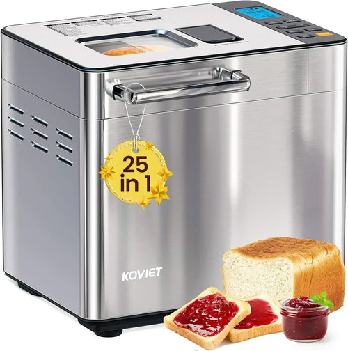 25-in-1 Bread Maker with Automatic Dual Dispenser 2-Pound Stainless Steel Bread Maker wourant