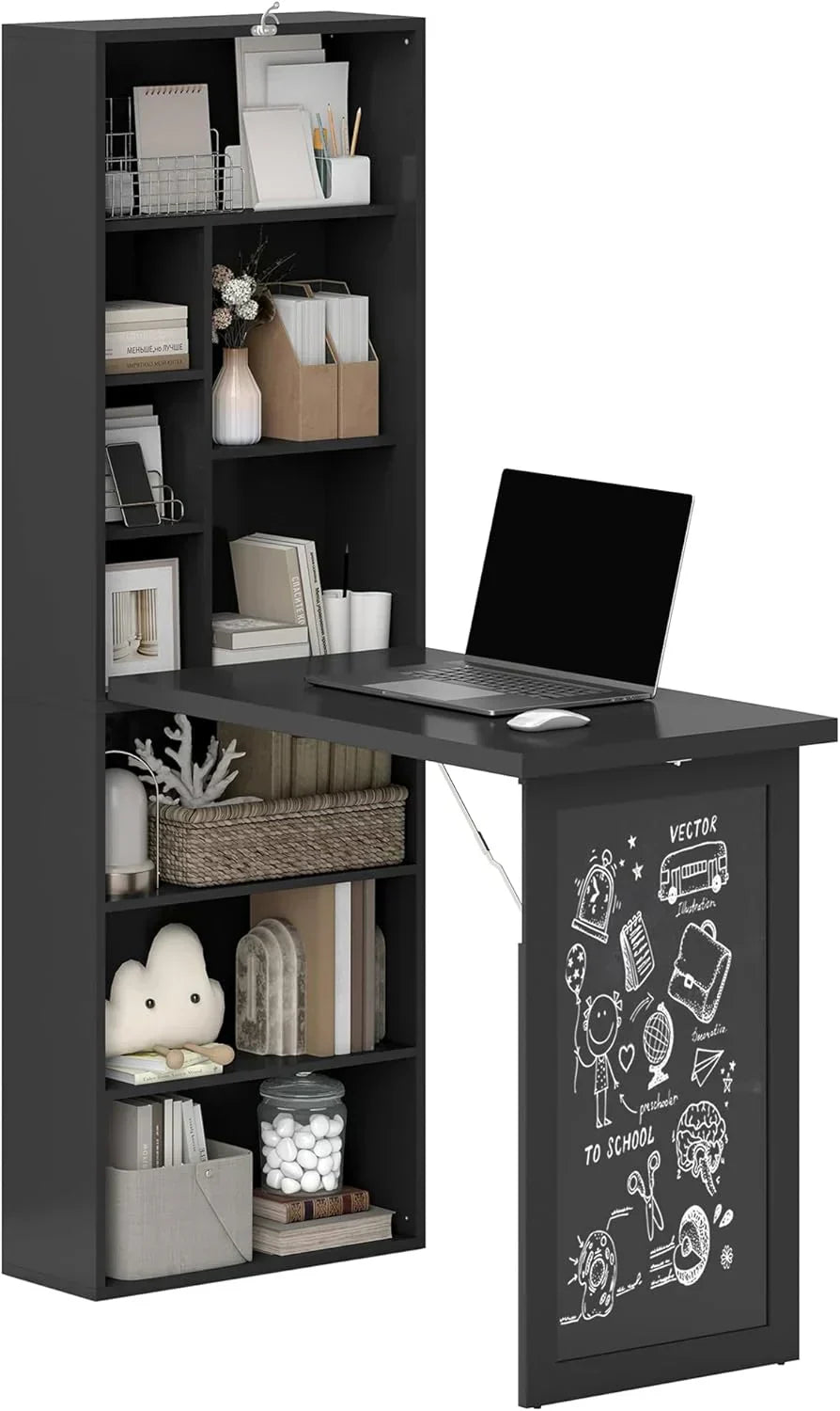 Folding convertible writing desk wall mounted desk cabinet multifunctional home workstation wourant