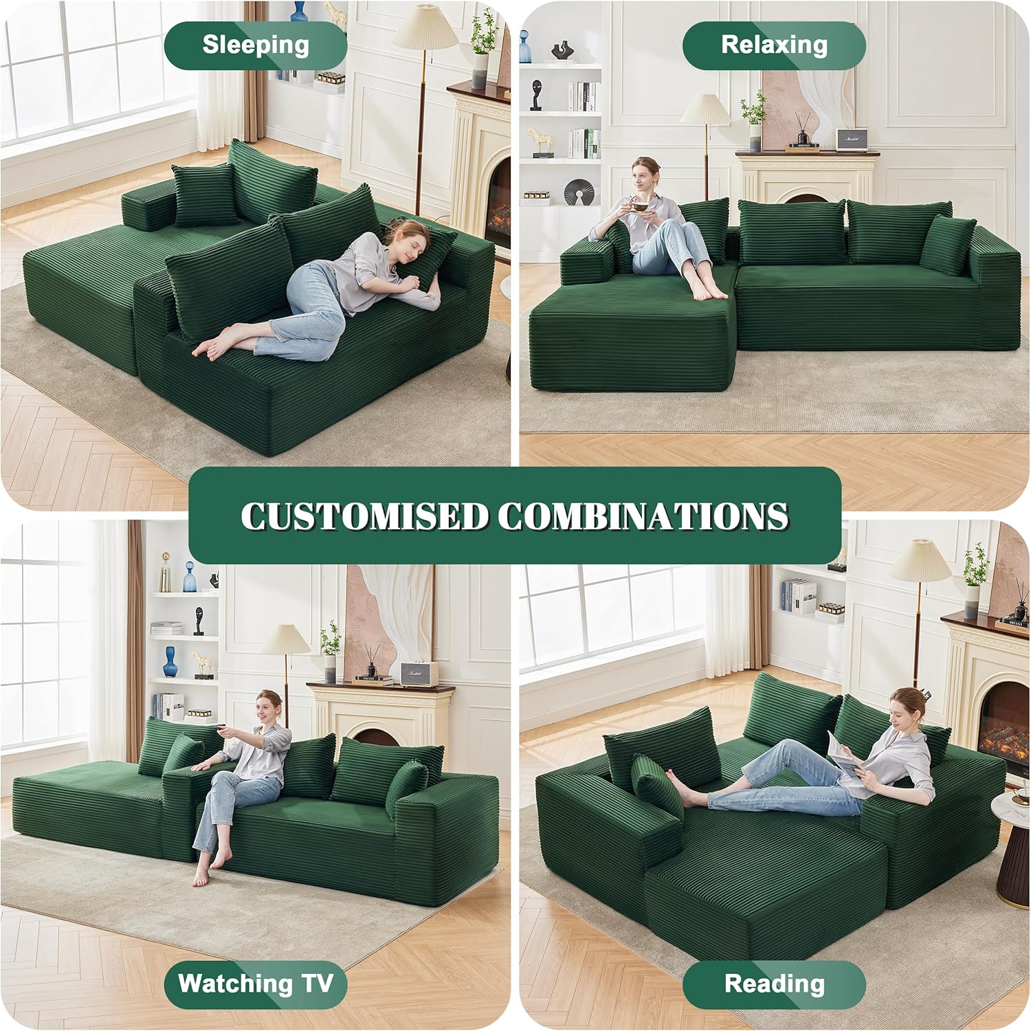 110-inch cloud sofa boneless sofa in the living room modular sofa with deep seats wourant