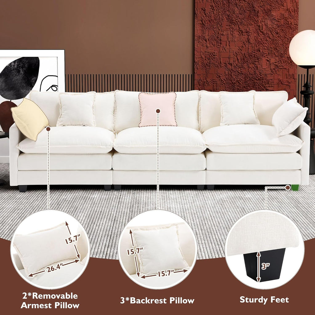 ihanherry 146-inch U-shaped modern sofa modular area cloud sofa wourant