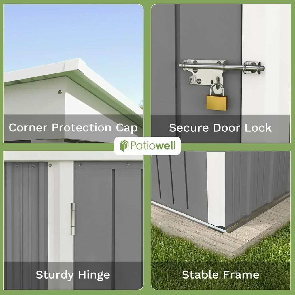 Patiowell 5x3 FT Outdoor Storage Shed Tool Shed with Sloping Roof and Lockable Door Metal Shed wourant