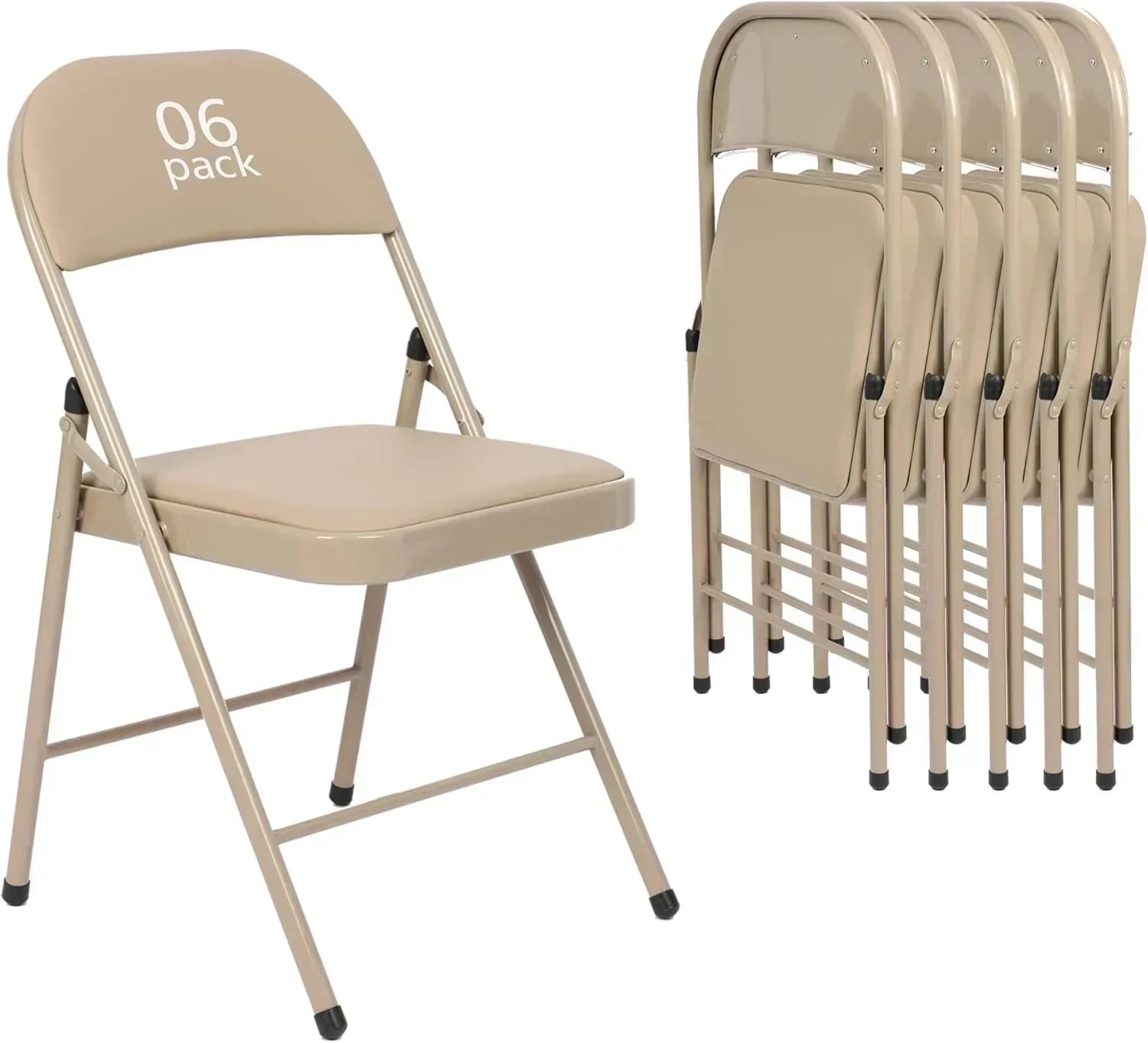 6 Pack Black Folding Chairs with Leather Chairs Events Office Wedding Party Upholstered Chairs wourant