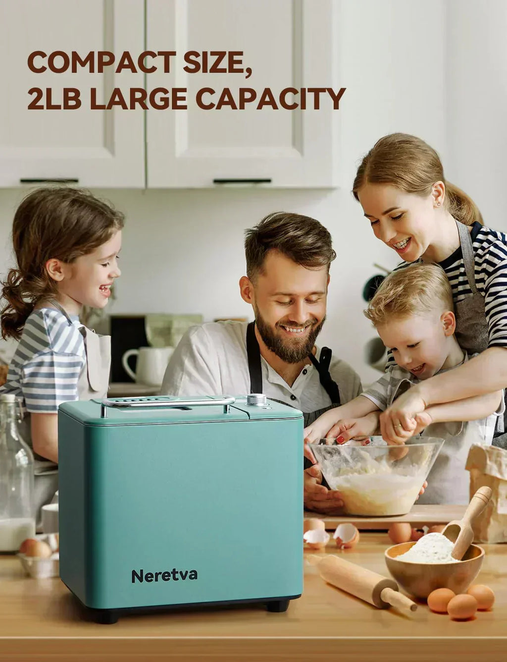 Neretva Bread Maker 20-in-1 2LB Bread Maker Dual Heater Bread Maker Automatic wourant