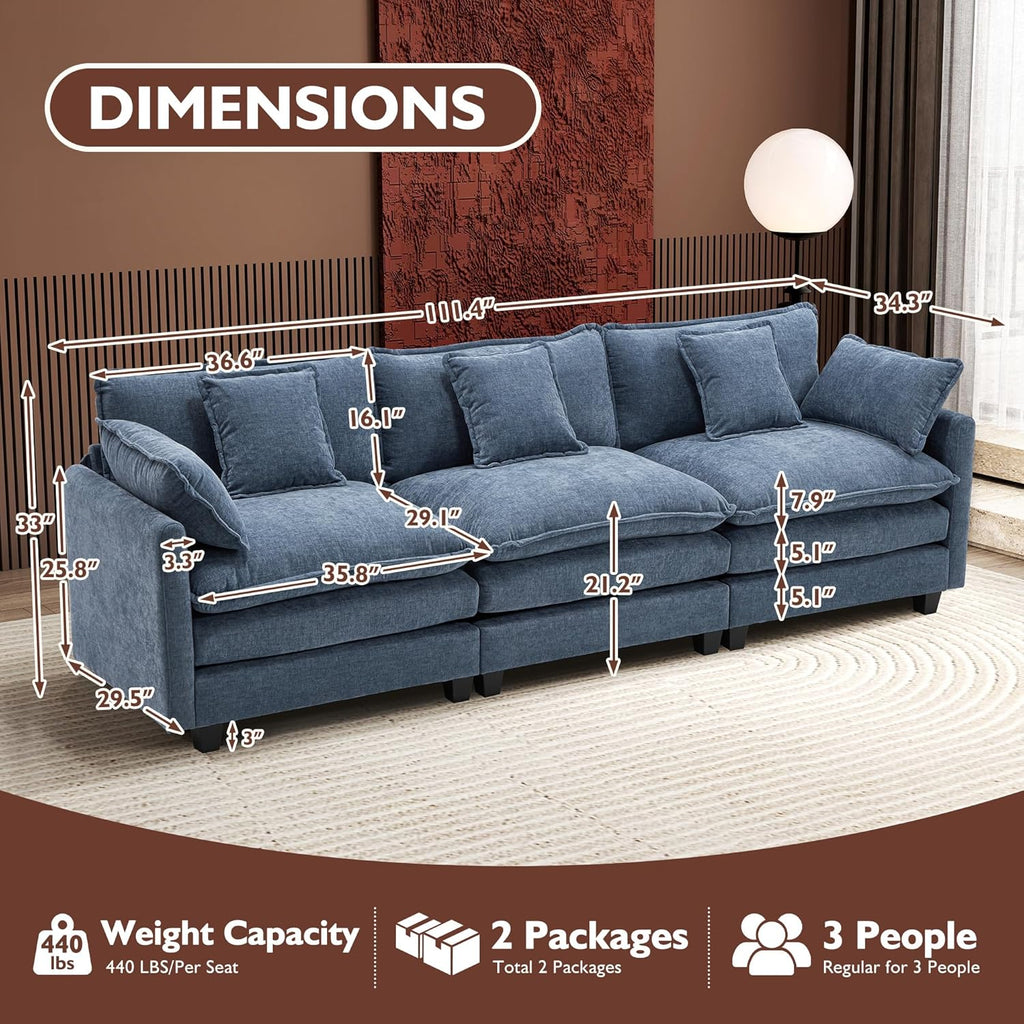 ihanherry 146-inch U-shaped modern sofa modular area cloud sofa wourant