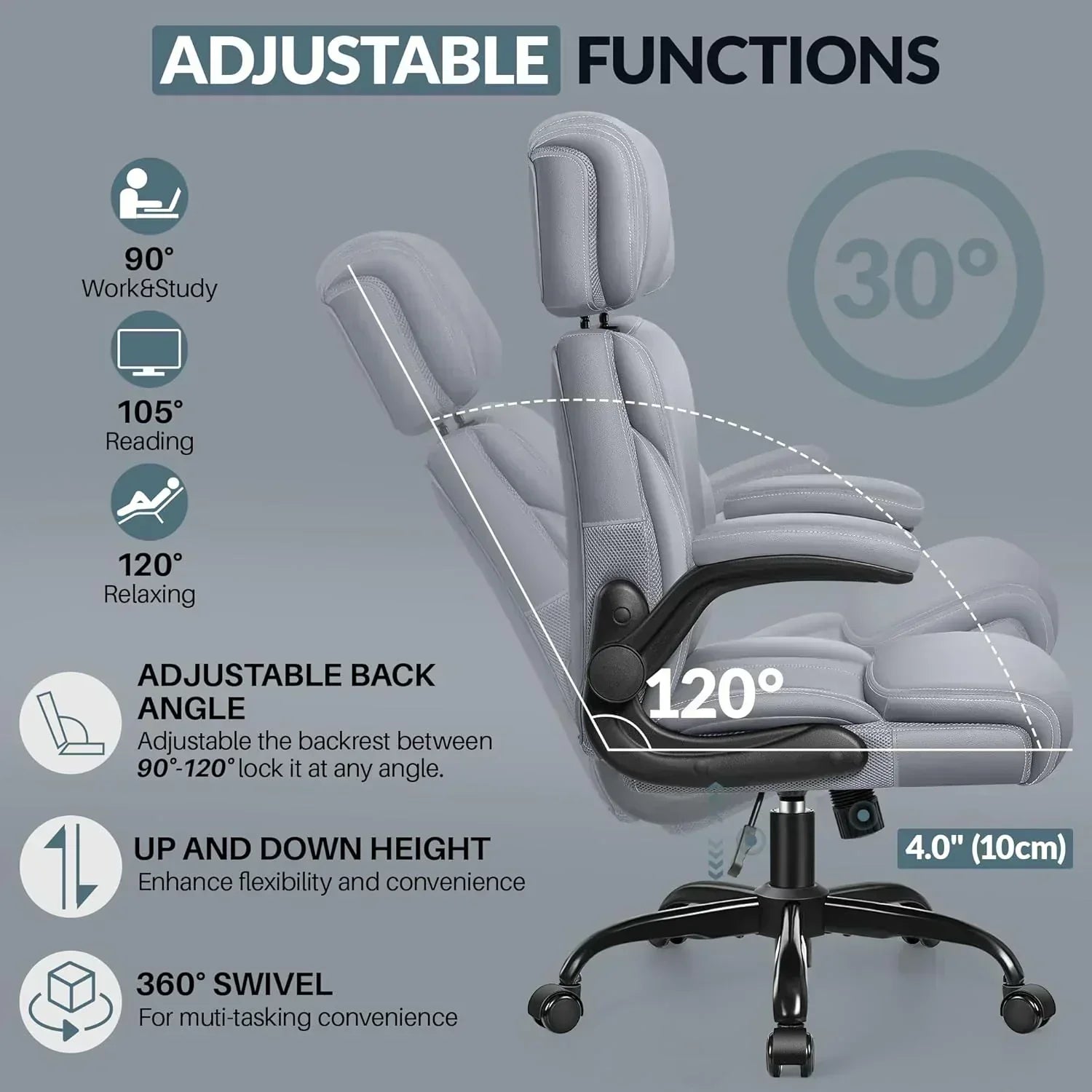 Office Chair Large High-Foot Computer Desk Chair Chair Lumbar Support Rotating Computer Chair wourant
