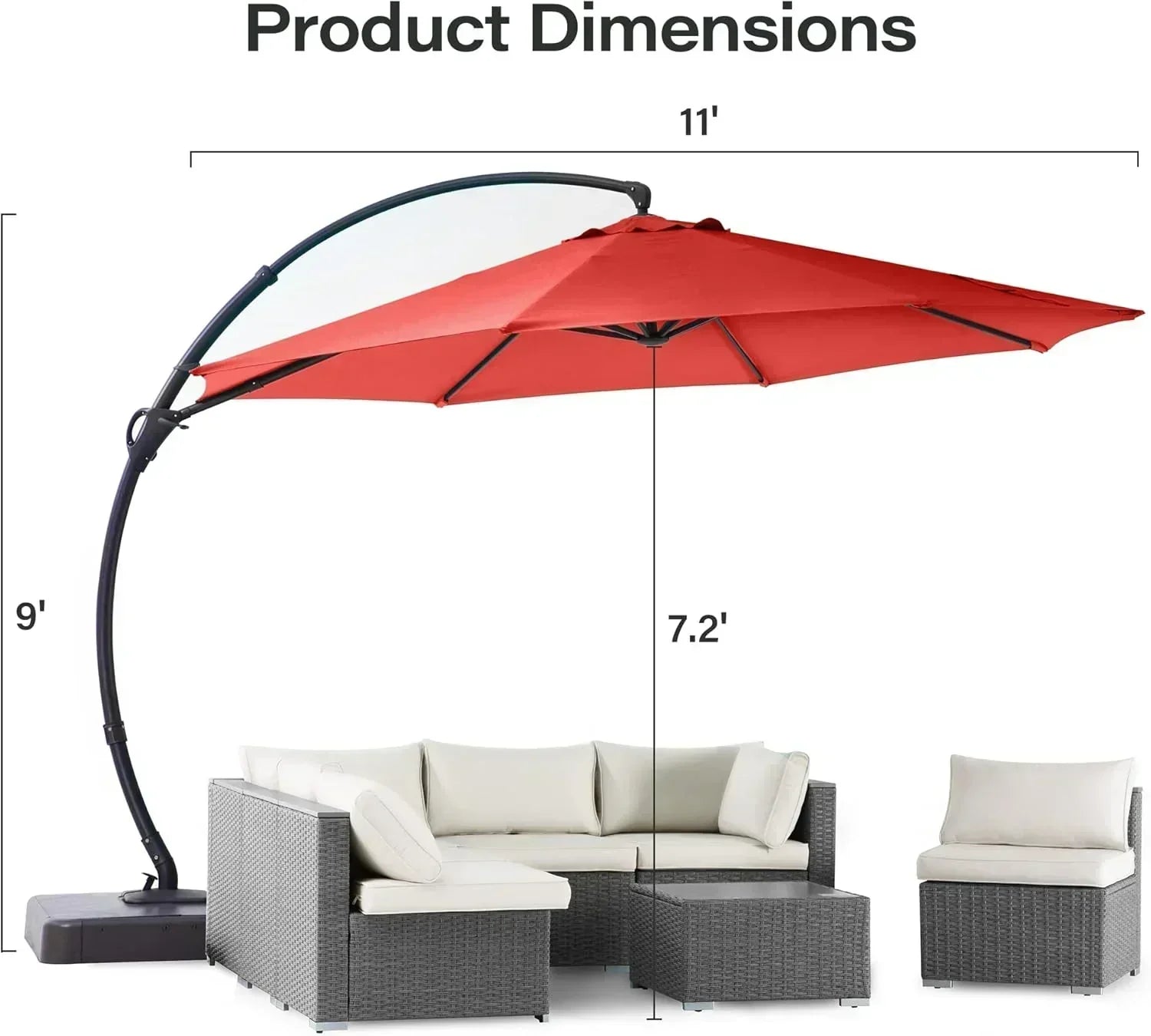 LAUSAINT HOME Outdoor Patio Umbrella with Base included 11 FT Deluxe Curvy Cantilever Umbrella wourant