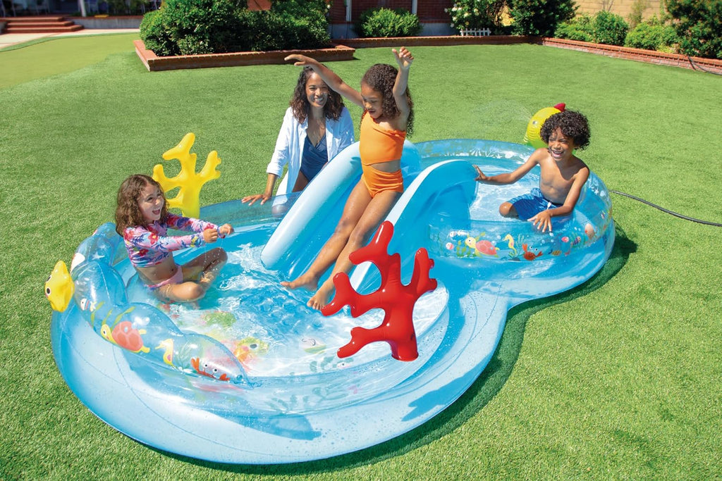 Intex 96" x 78" x 28" Inflatable Jungle Adventure Play Center Spray Kiddie Pool Water Slide wourant