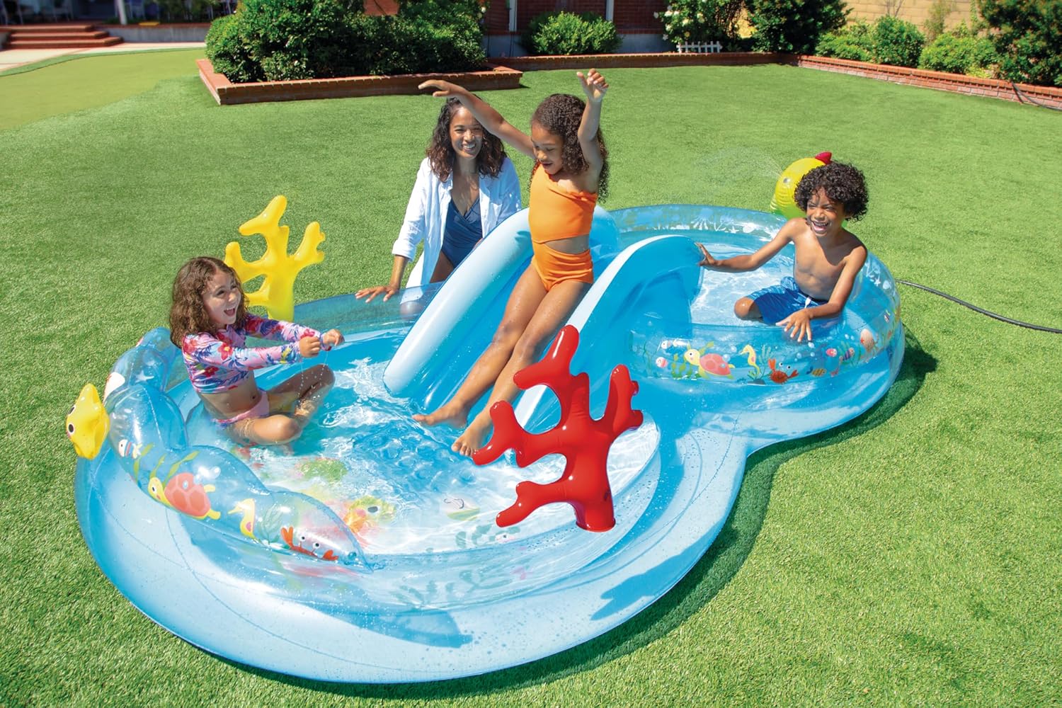 Intex 96" x 78" x 28" Inflatable Jungle Adventure Play Center Spray Kiddie Pool Water Slide wourant