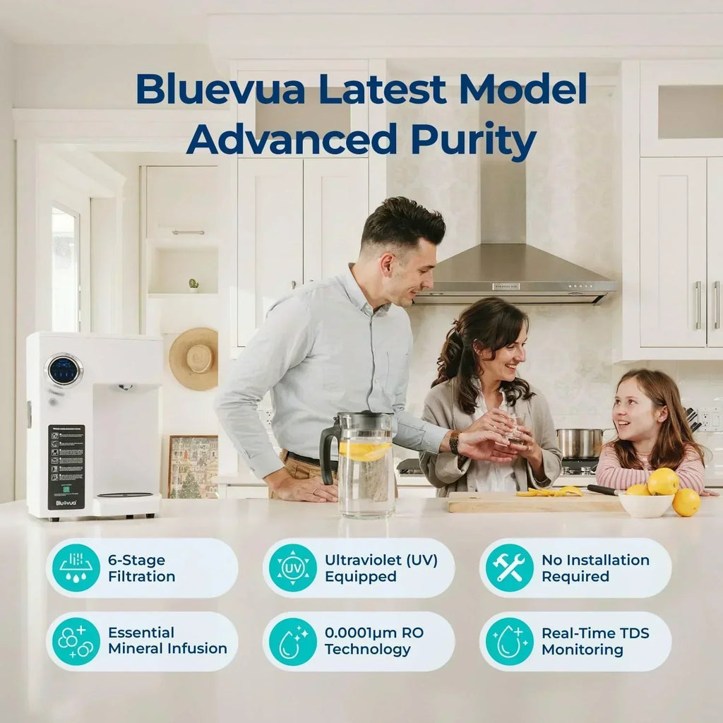 Bluevua RO100ROPOT-UV Reverse Osmosis System Countertop Water Purifier 6-stage purification wourant