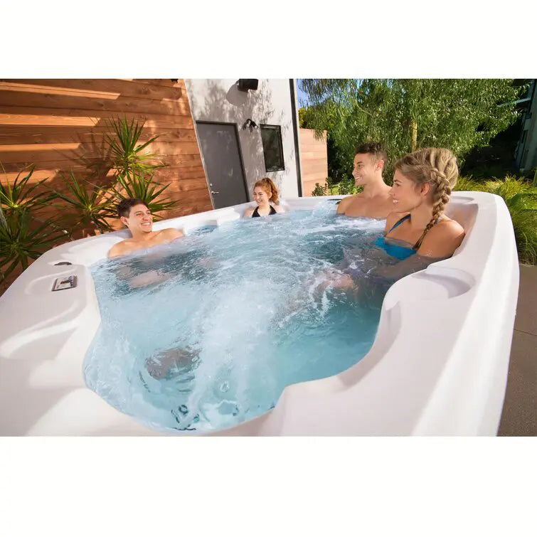 Lifesmart Spas 110 Volt 7 Person 22 Jet Square Plug And Play Hot Tub with Ozonator in Espresso wourant